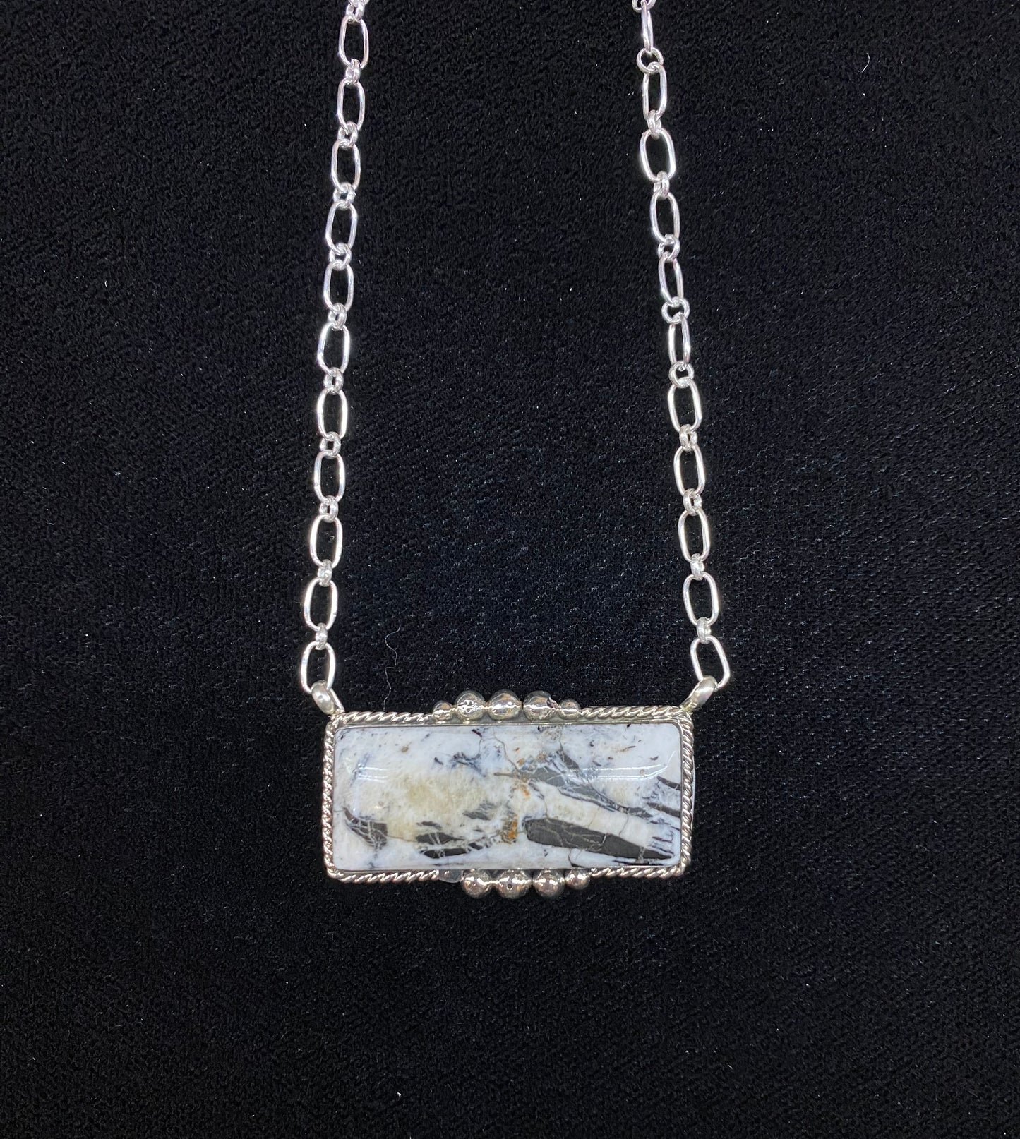 20" White Buffalo Bar Necklace by Gilbert Smith, Navajo