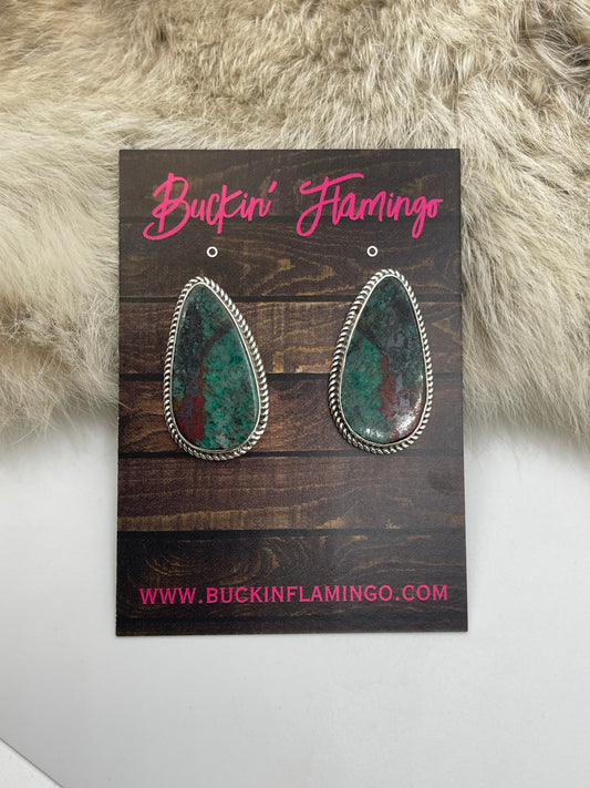 White Buffalo Post Earring by Paul Largo, Navajo
