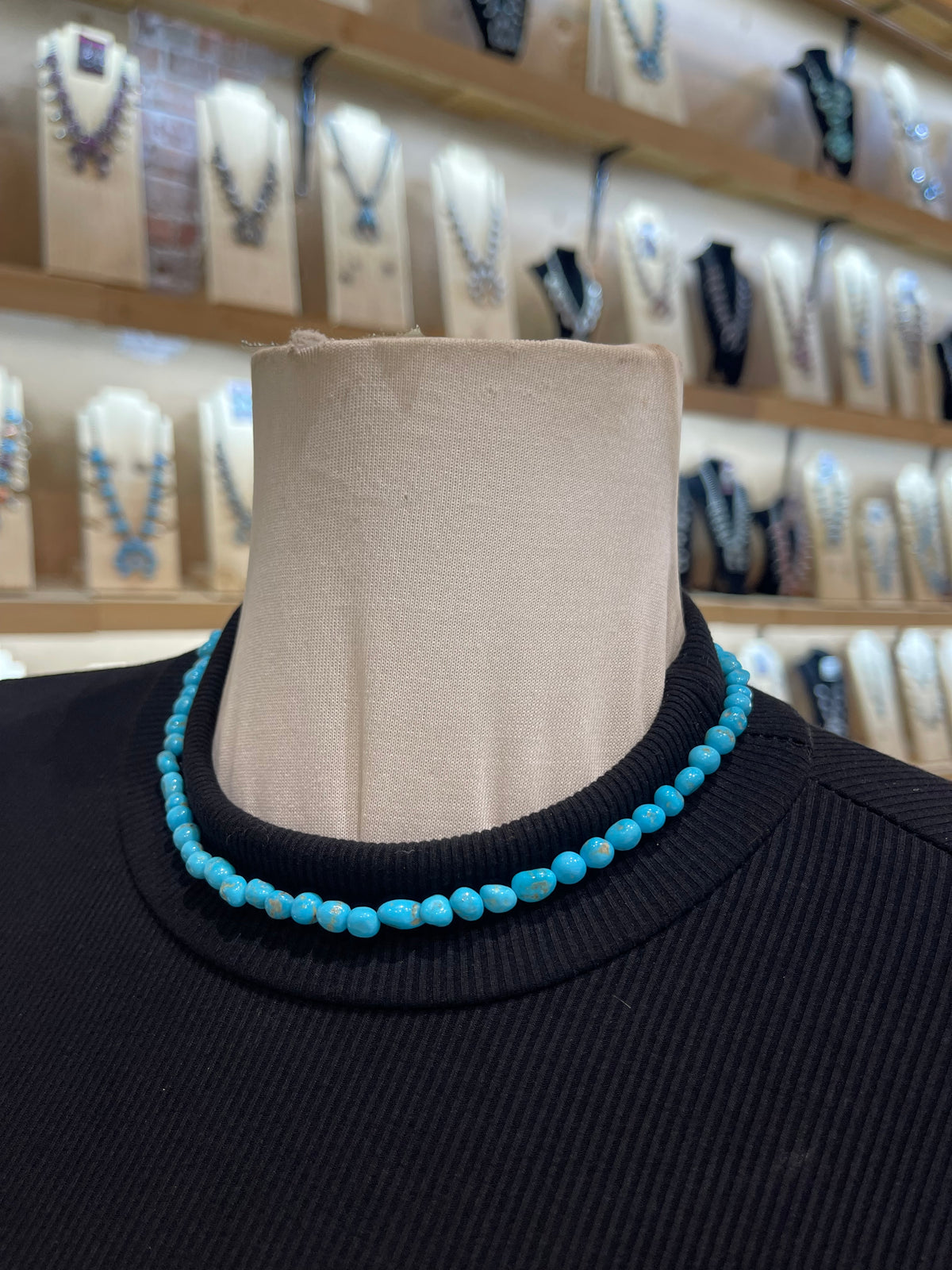 16" Natural Sleeping Beauty Turquoise Nuggets Necklace
