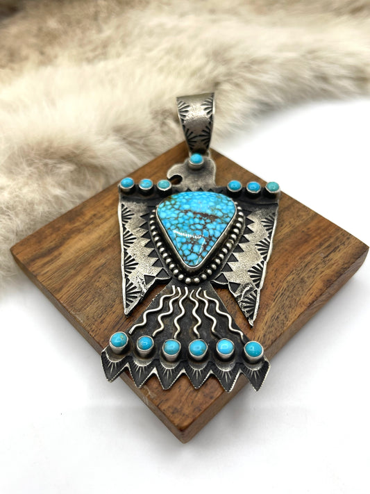 Kingman Web Tufa Cast Thunderbird Pendant w/ 16mm Bail by Shawn Cayatineto, Navajo