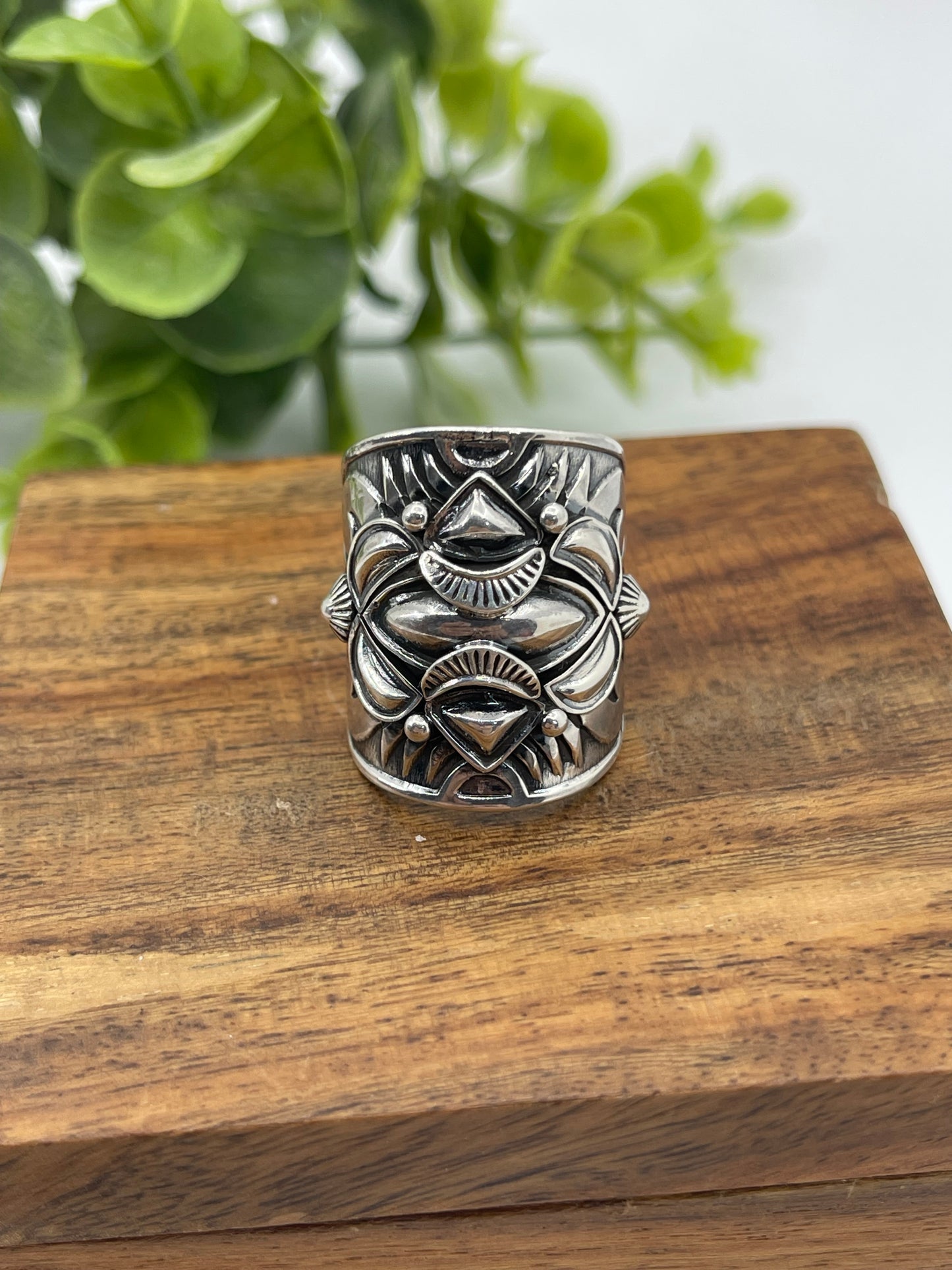 7.0 Wide Silver Band Ring by Derrick Gordon, Navajo