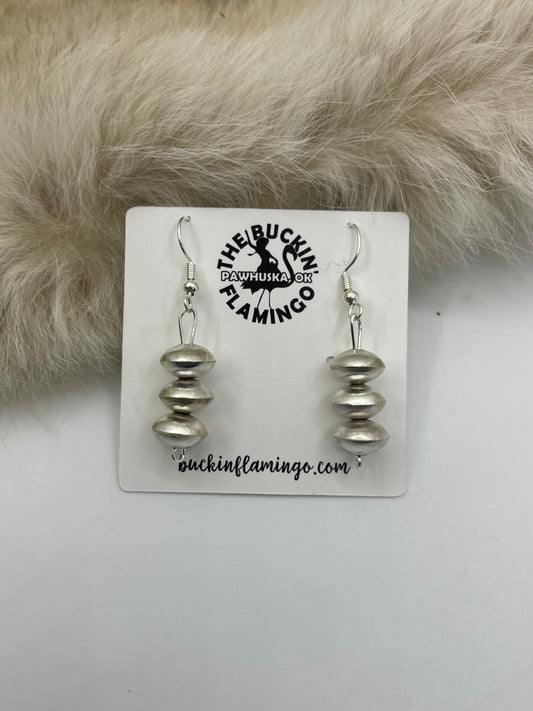 9mm Handmade Navajo Pearl Earrings by Tylena Nez, Navajo