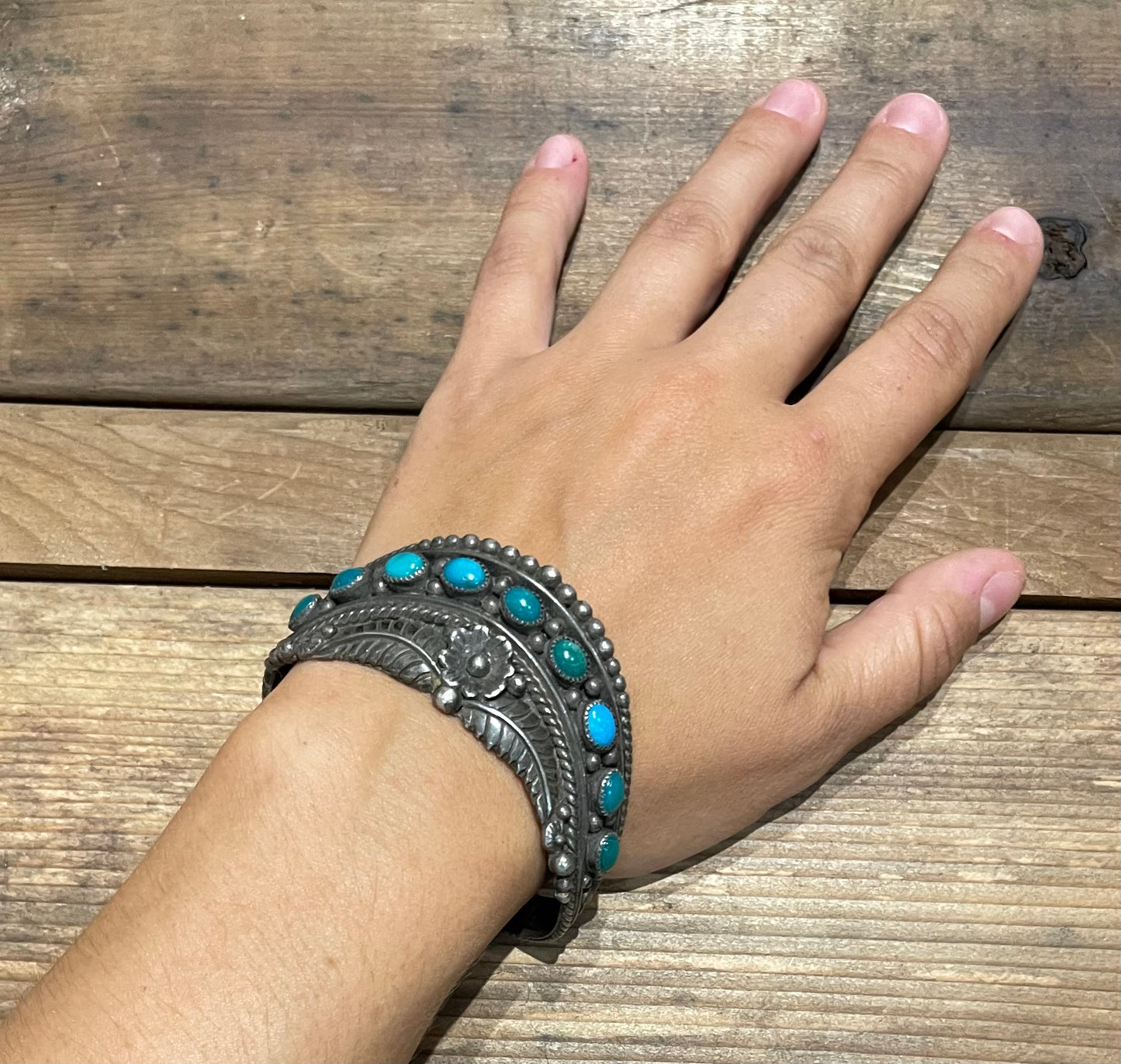 Turquoise Cuff by T. Silversmith, Navajo