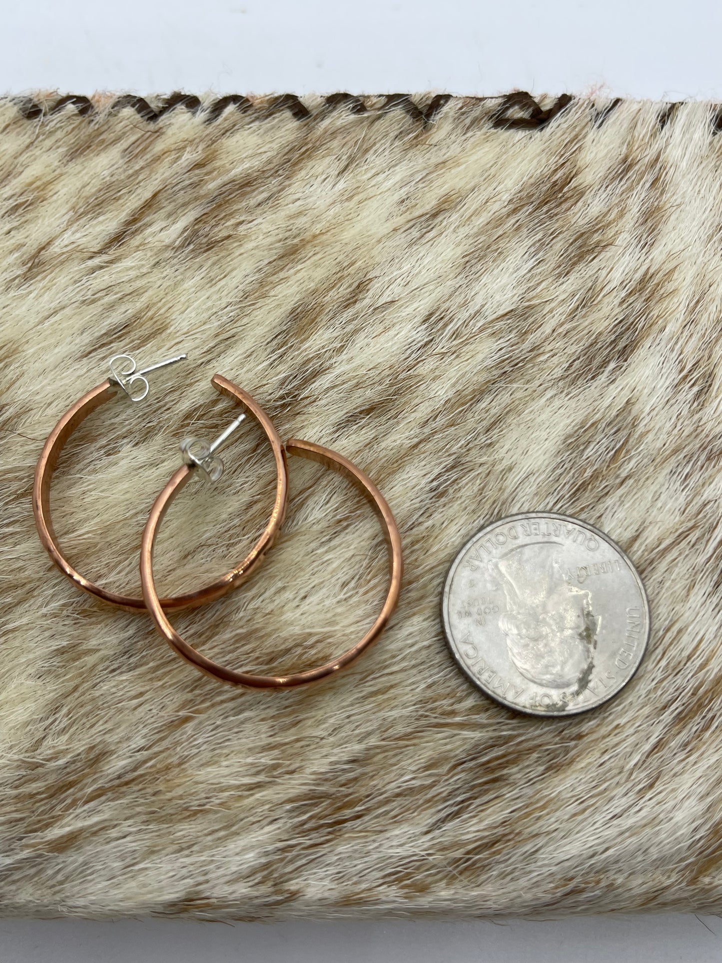 Stamped Copper Hoop Earrings by Elaine Tahe, Navajo