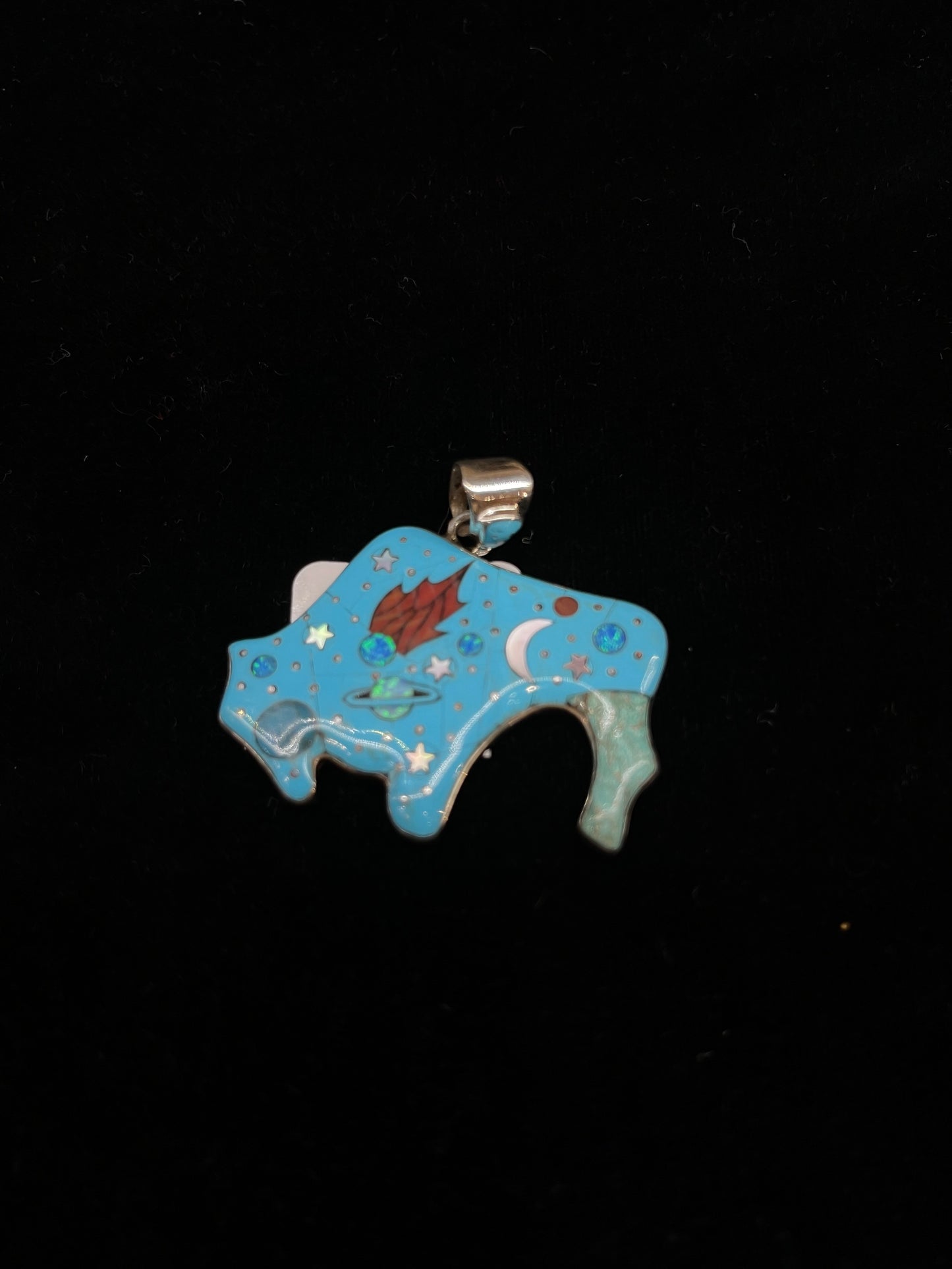 Micro Inlay Cosmic Buffalo Pendant with a 6mm Bale