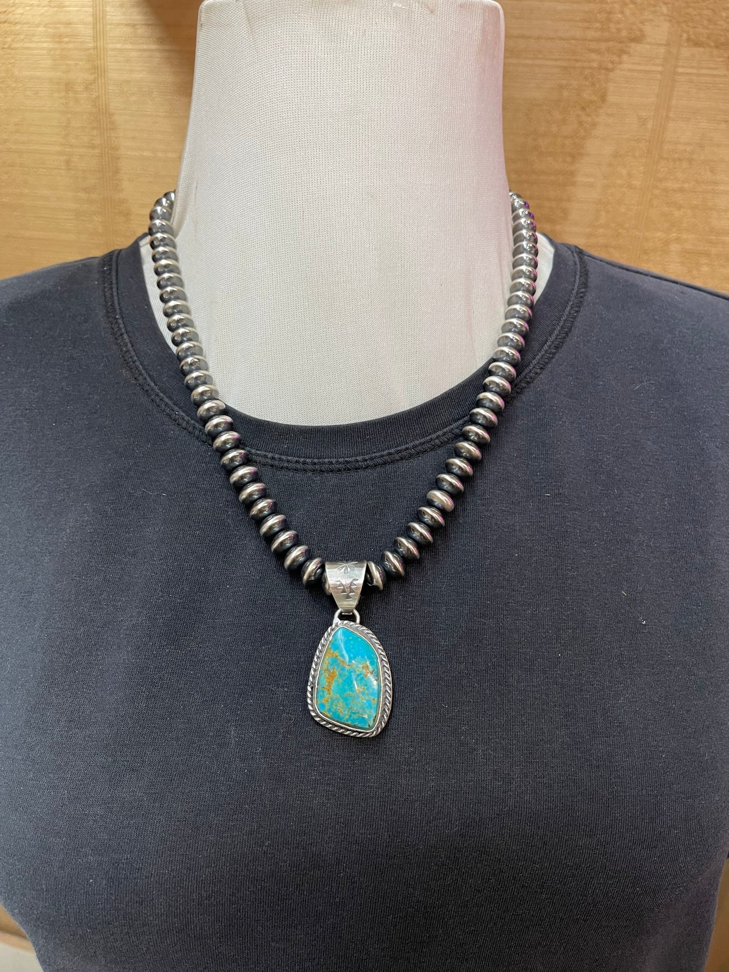 Turquoise Pendant by Ned Nez, Navajo