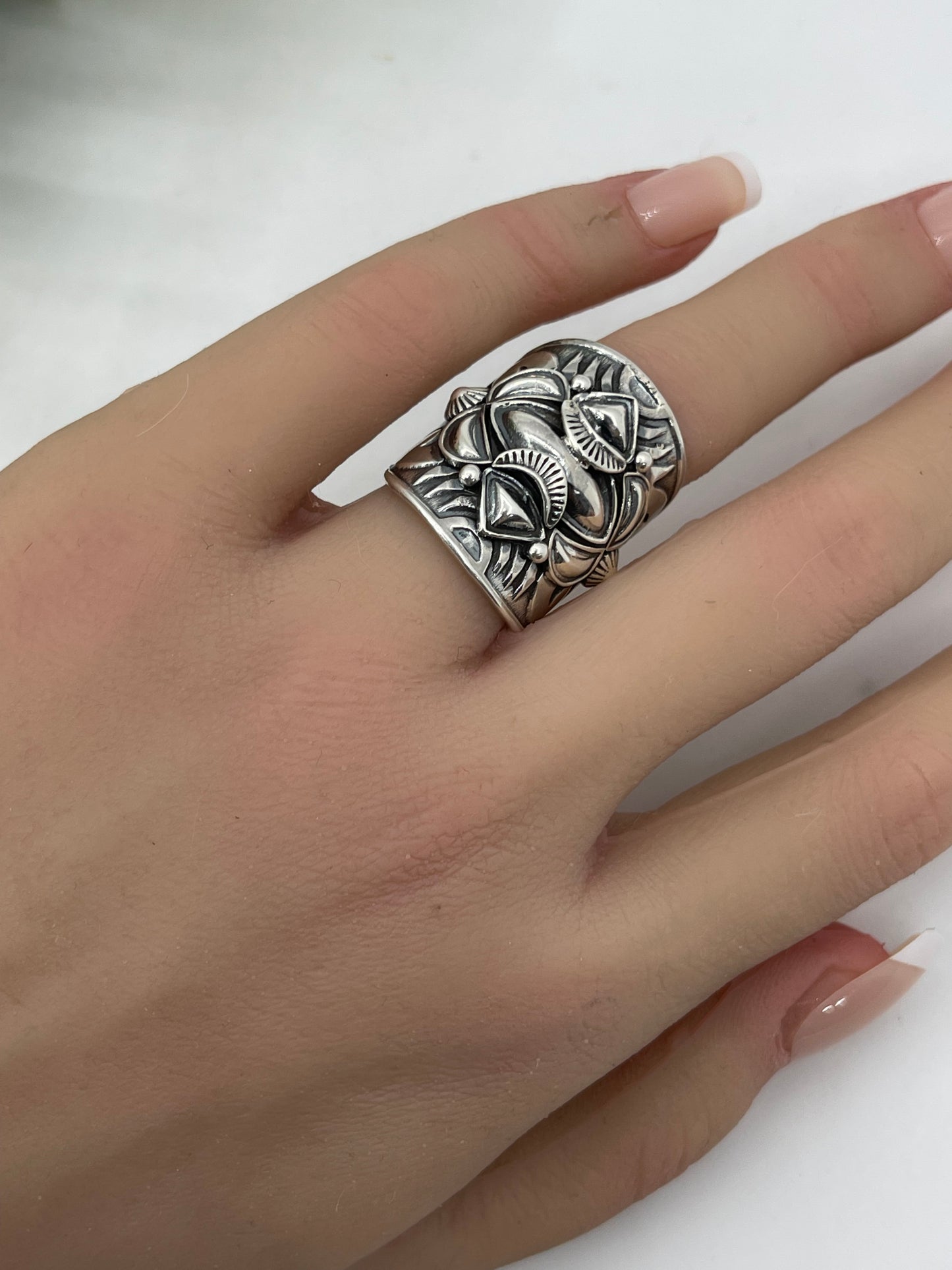 7.0 Wide Silver Band Ring by Derrick Gordon, Navajo