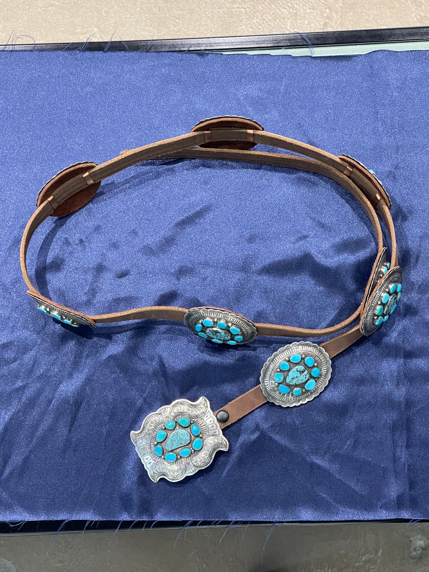 Silver Concho Belt with Turquoise