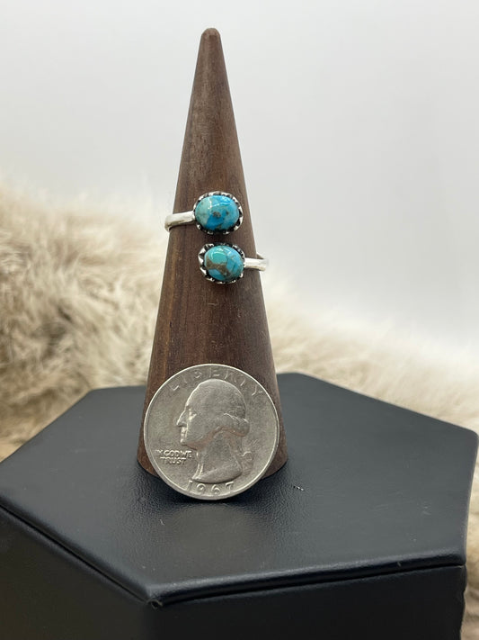 8.0 2 Stone Semi-Adjustable Ring Turquoise