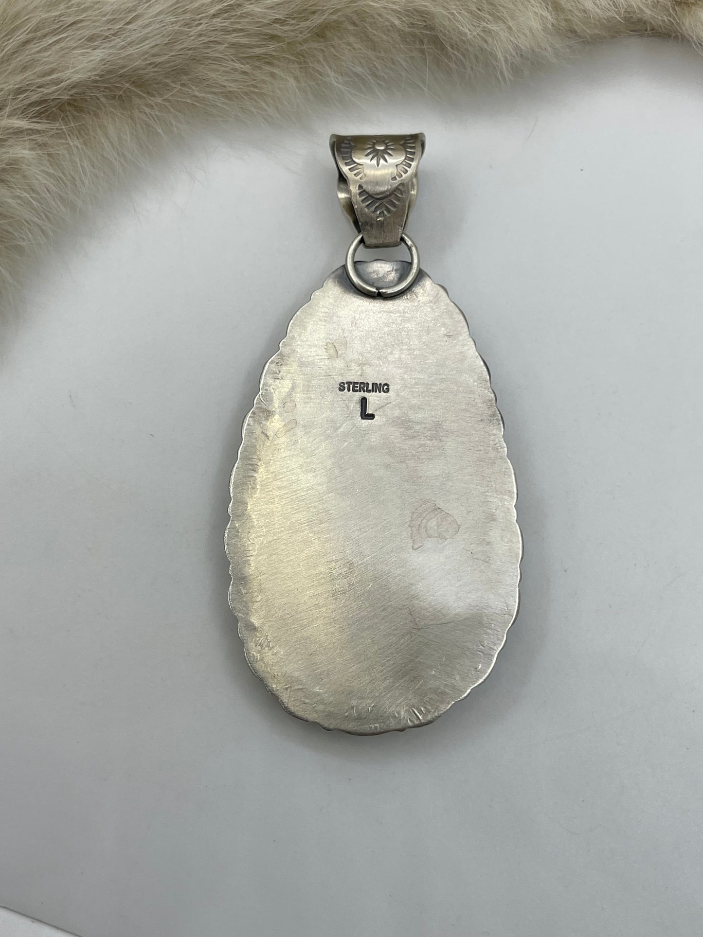 10mm Bale White Buffalo Pendant by Jeff Largo, Navajo