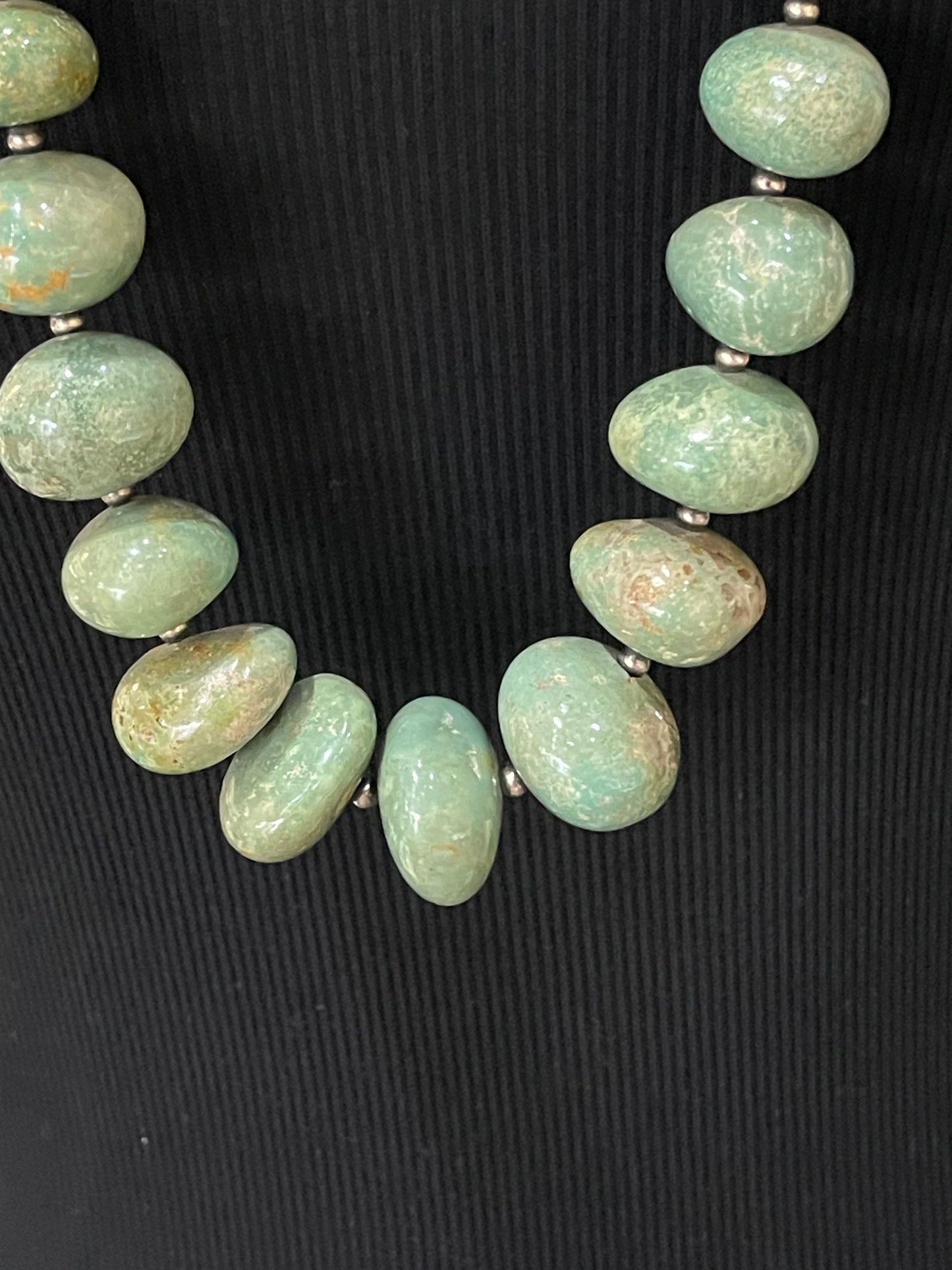 33" Necklace of Graduated Emerald Valley Turquoise Nuggets