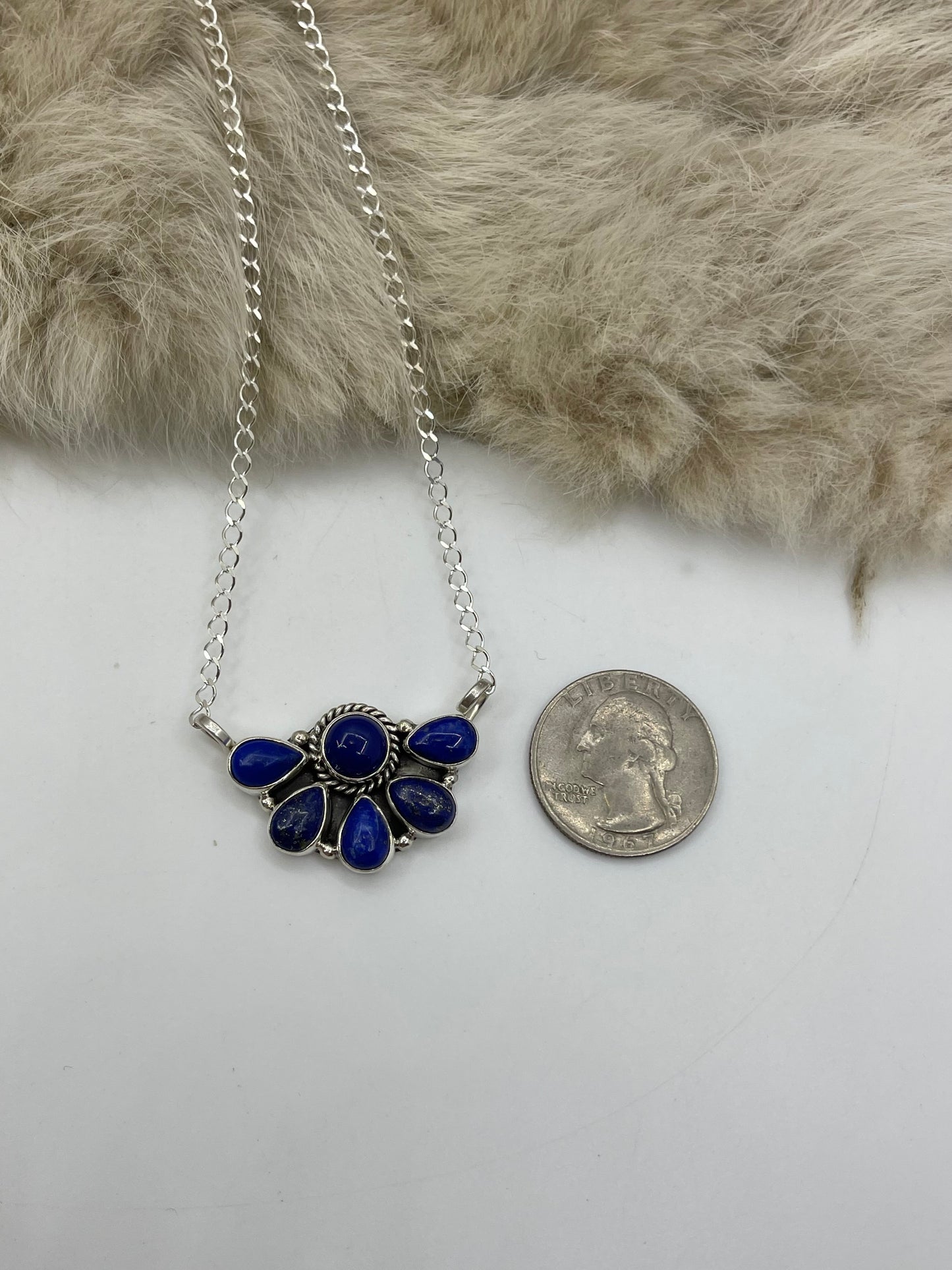 17" Blue Lapis Lazuli Half Cluster Necklace