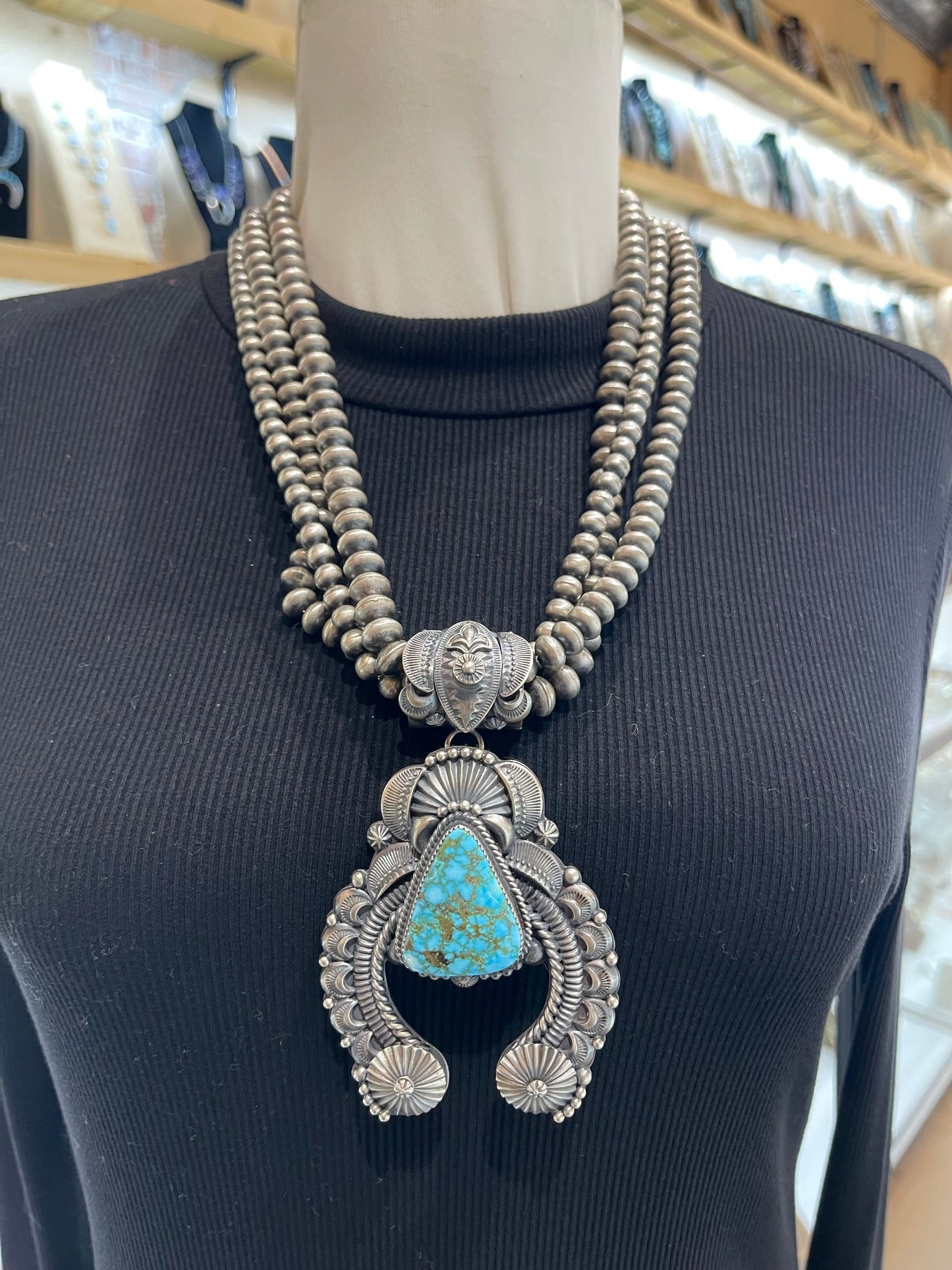 22" 3 Strand Handmade Navajo Pearl Necklace by Jan Mariano, Navajo