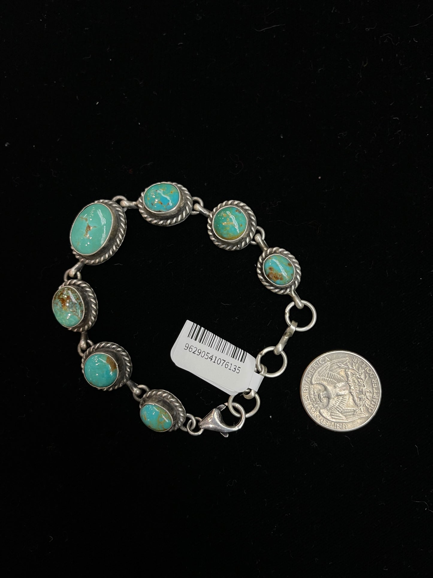 6 1/2"-8" Kingman Turquoise Bracelet by Augustine Largo, Navajo