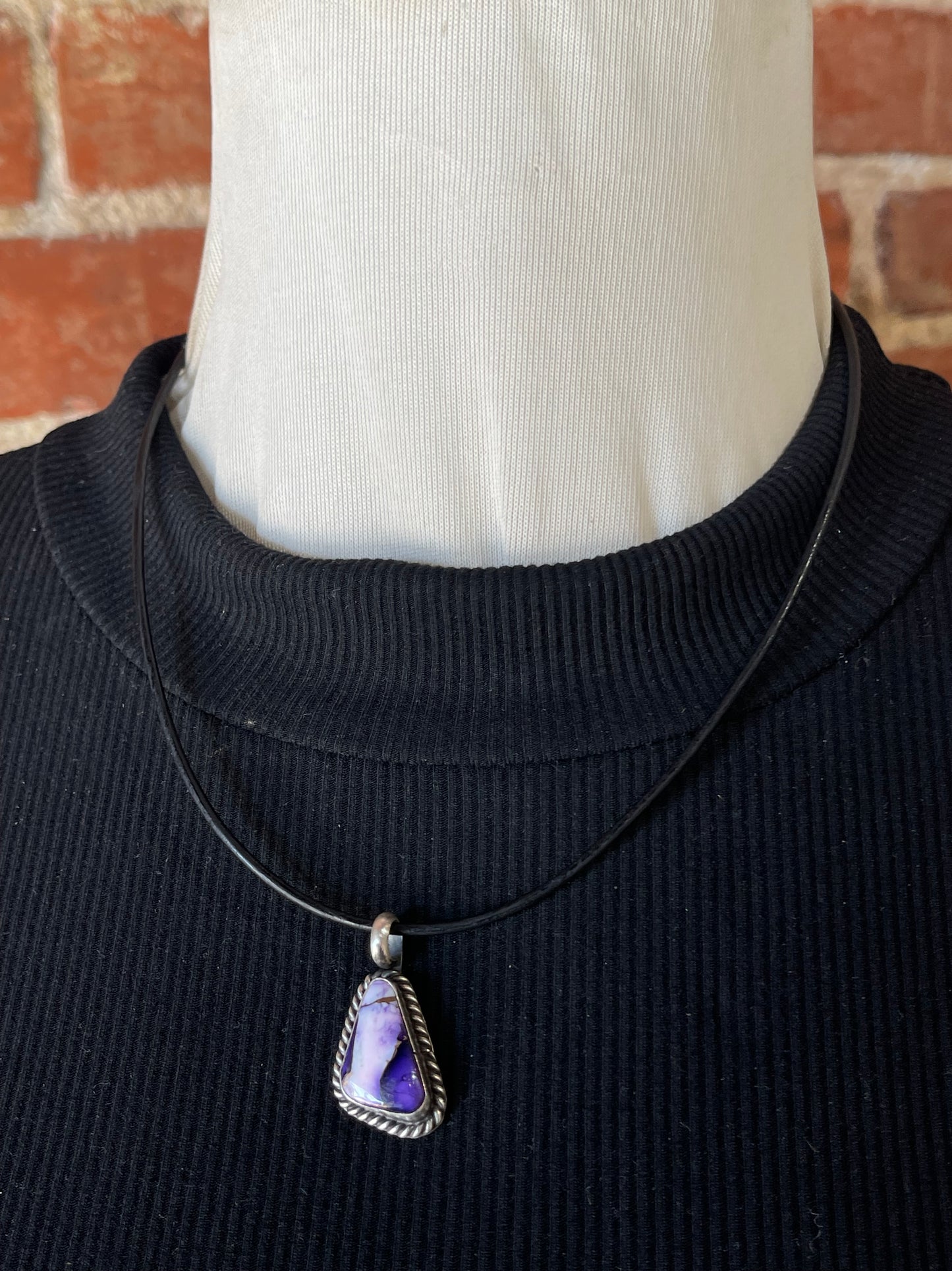Lavendar Dahlia on Leather Necklace 18" 5mm Bale