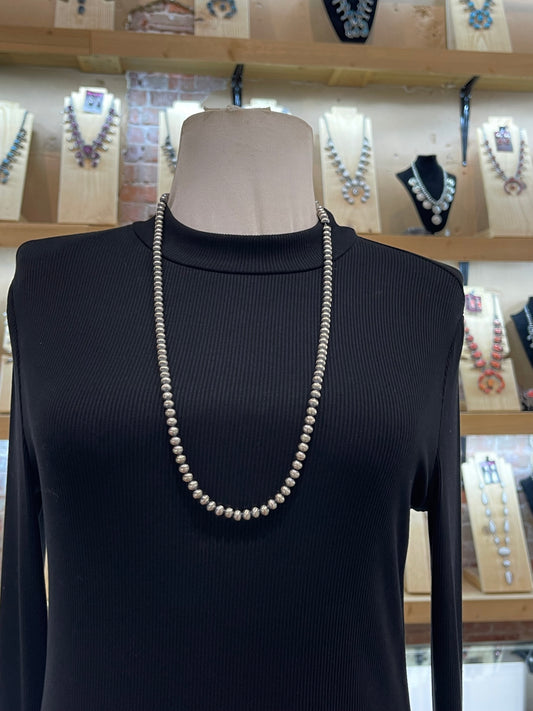 6mm 30" Handmade Navajo Pearls by Dorinda Mariano, Navajo
