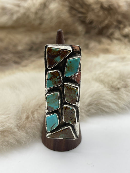 8 Stone #8 Turquoise Adjustable 6.0-9.0 Ring by Jude Candelaria, Zuni
