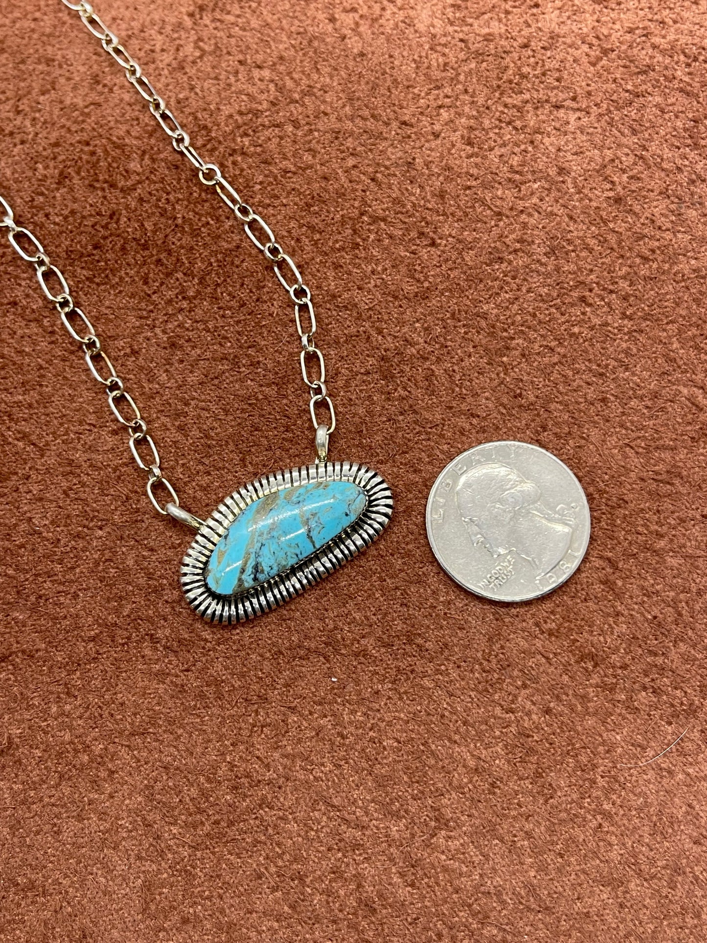 18" Kingman Turquoise Necklace by Charlene Yazzie, Navajo