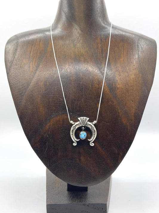 17" Golden Hills Turquoise Naja Necklace by Gary Shorty, Navajo
