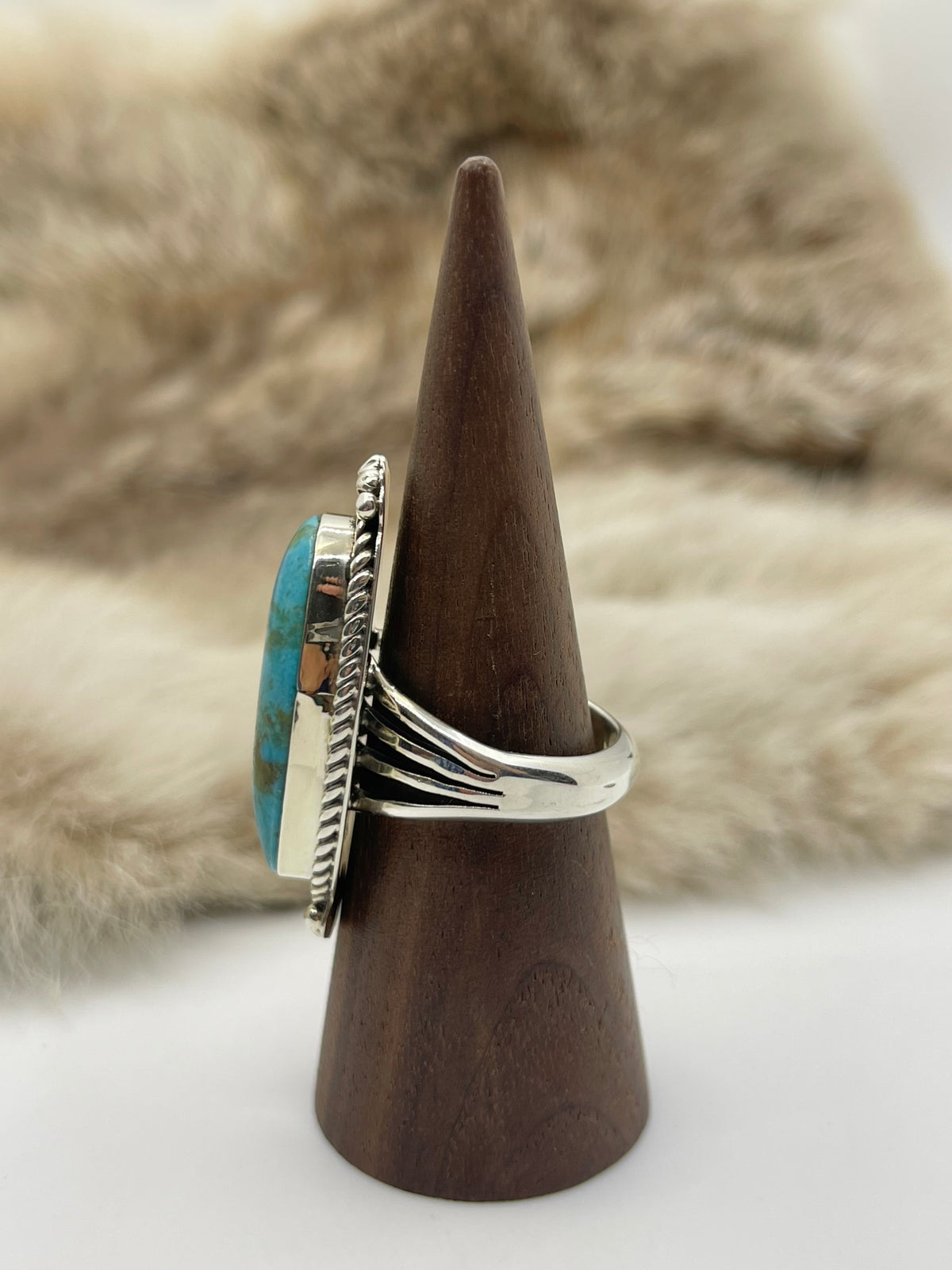 10.0 Kingman Turquoise Ring by Michael Yazzie, Navajo