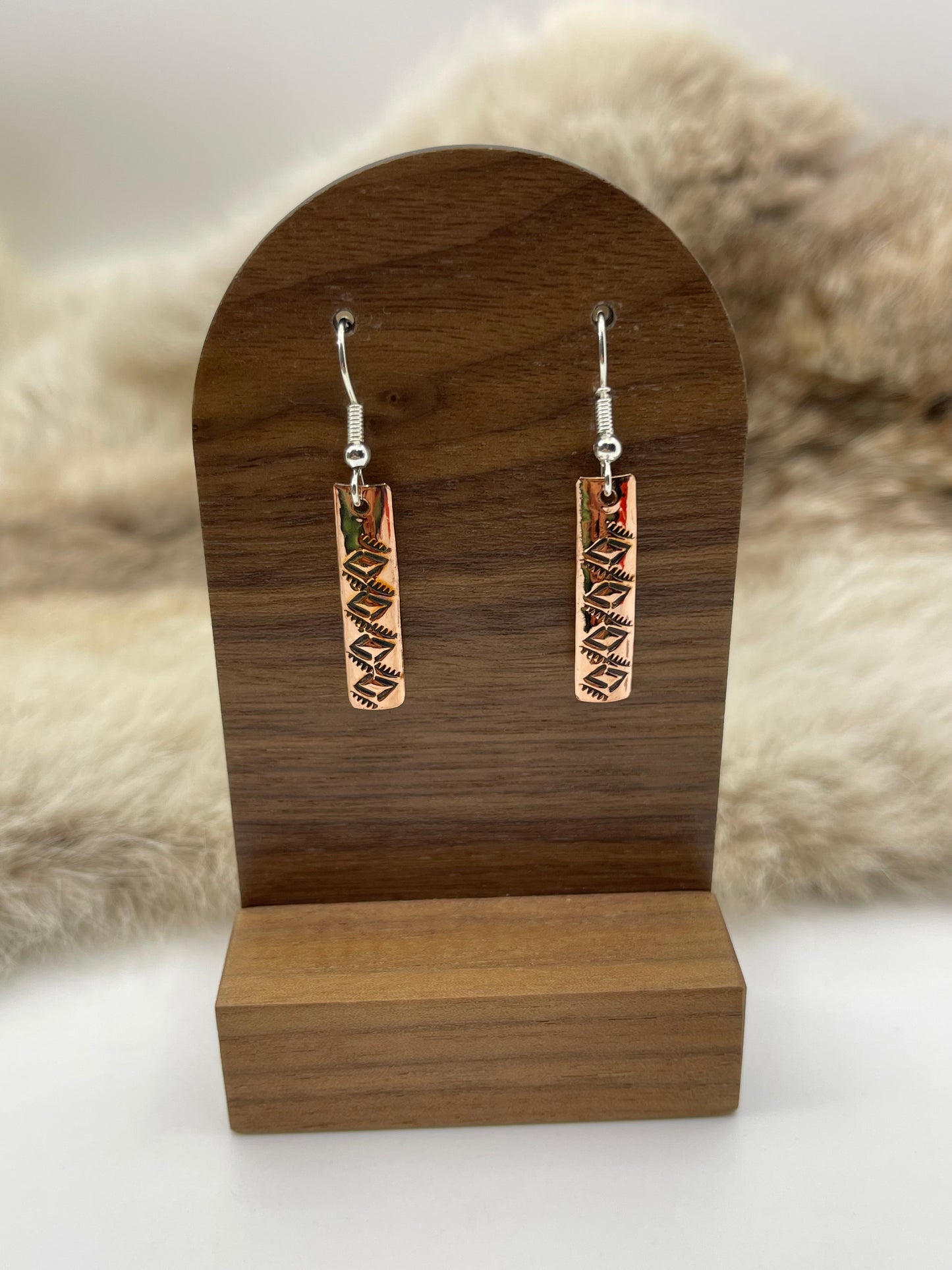 Copper Straight Dangle Rectangle by Felicia Etsitty, Navajo
