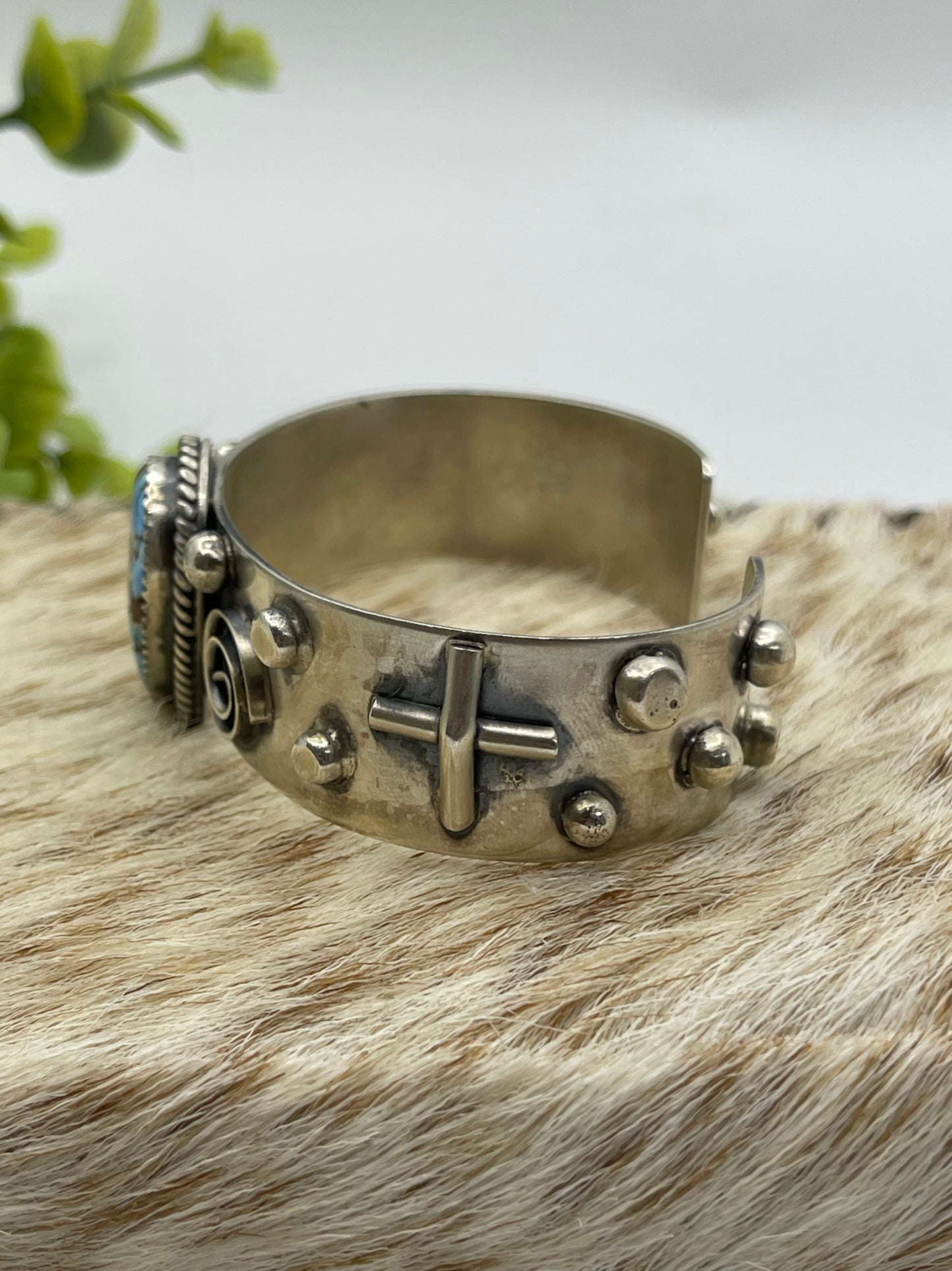 6.25" - 7.5Golden Hills Turquoise Cuff by Delbert Secatero, Navajo