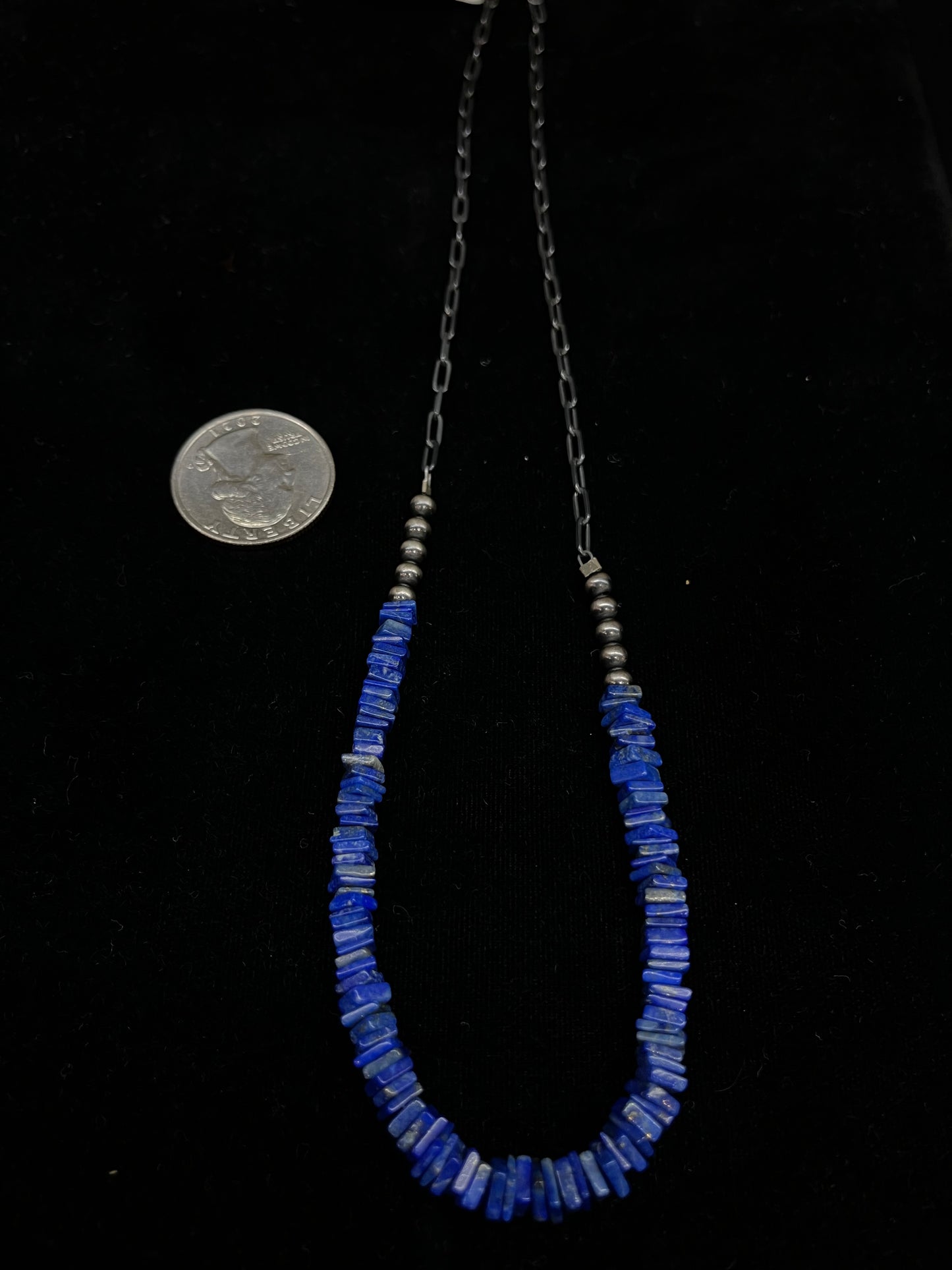 18" lapis and Navajo Pearls Necklace