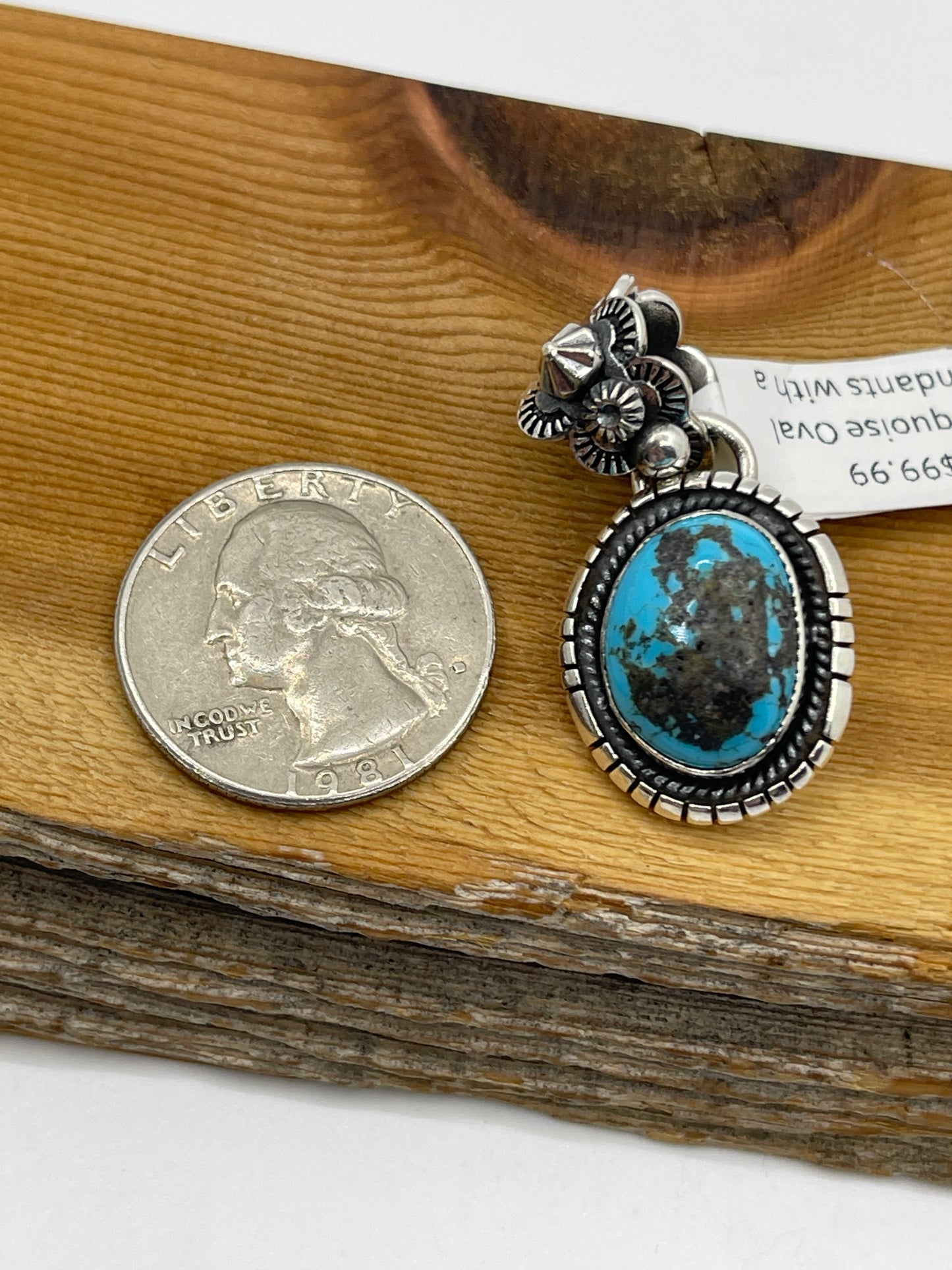 Turquoise Oval Pendants with a 7.5mm Bale by Zia
