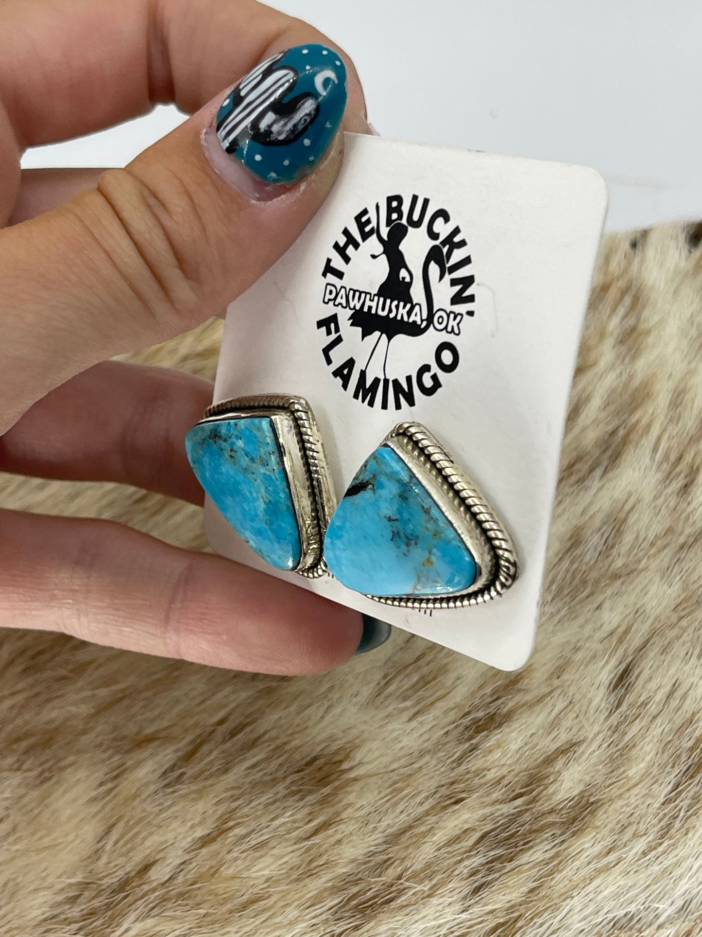 Triangle Kingman Turquoise Post Earrings