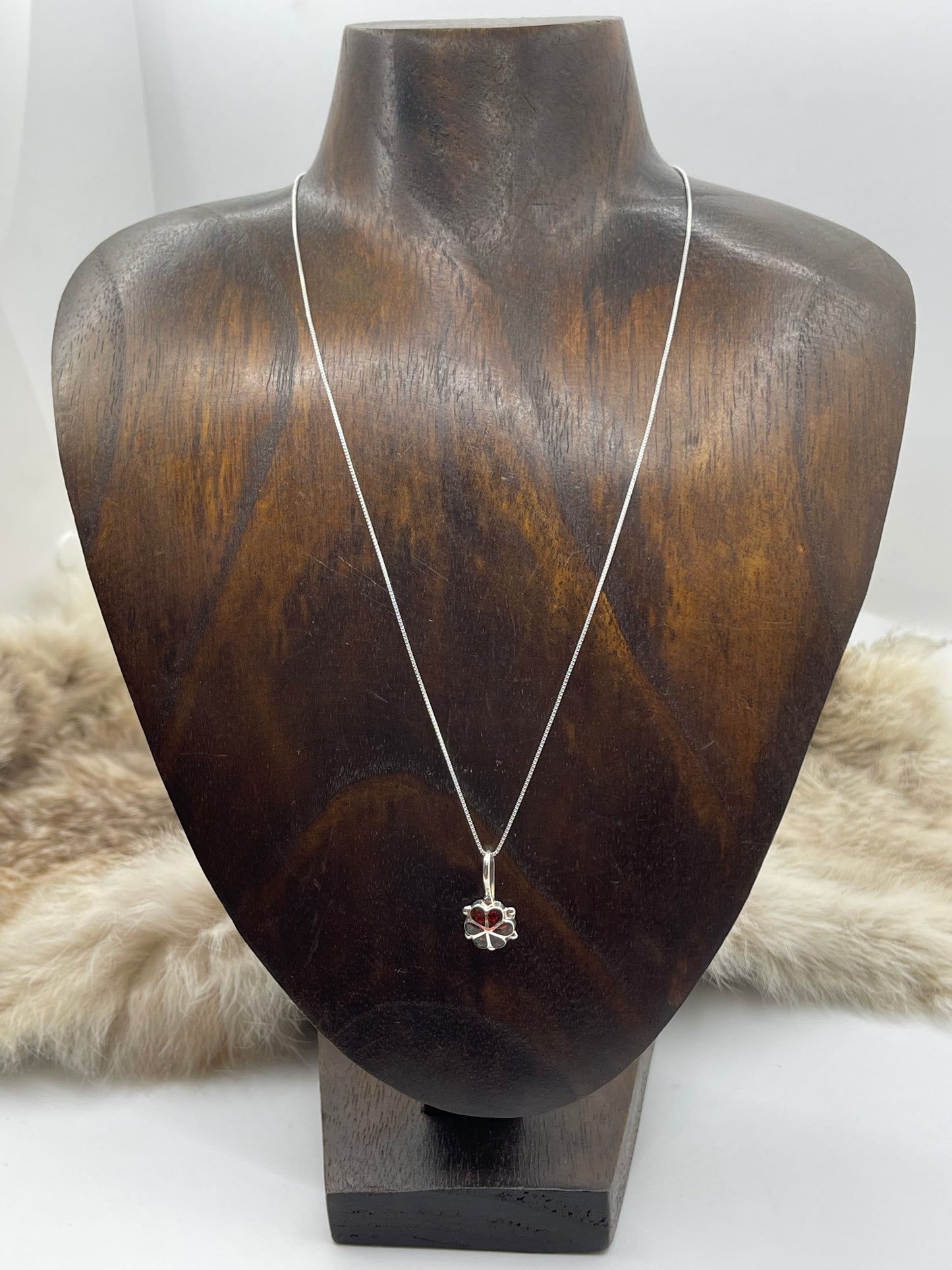18" Chain with Maroon by Bernadette Lateyice, Zuni