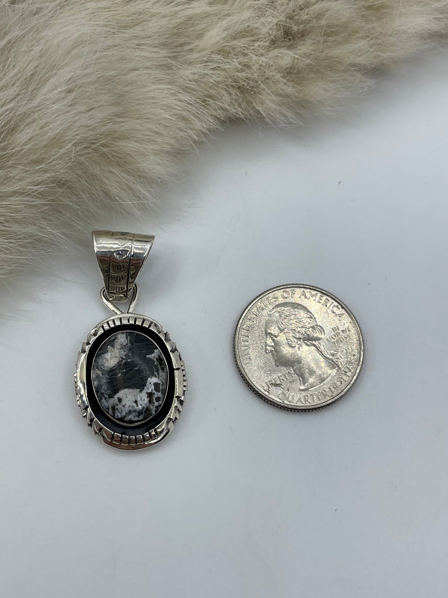 8.6mm BAIL WHITE BUFFALO PENDANT BY JIMMY GARCIA, NAVAJO