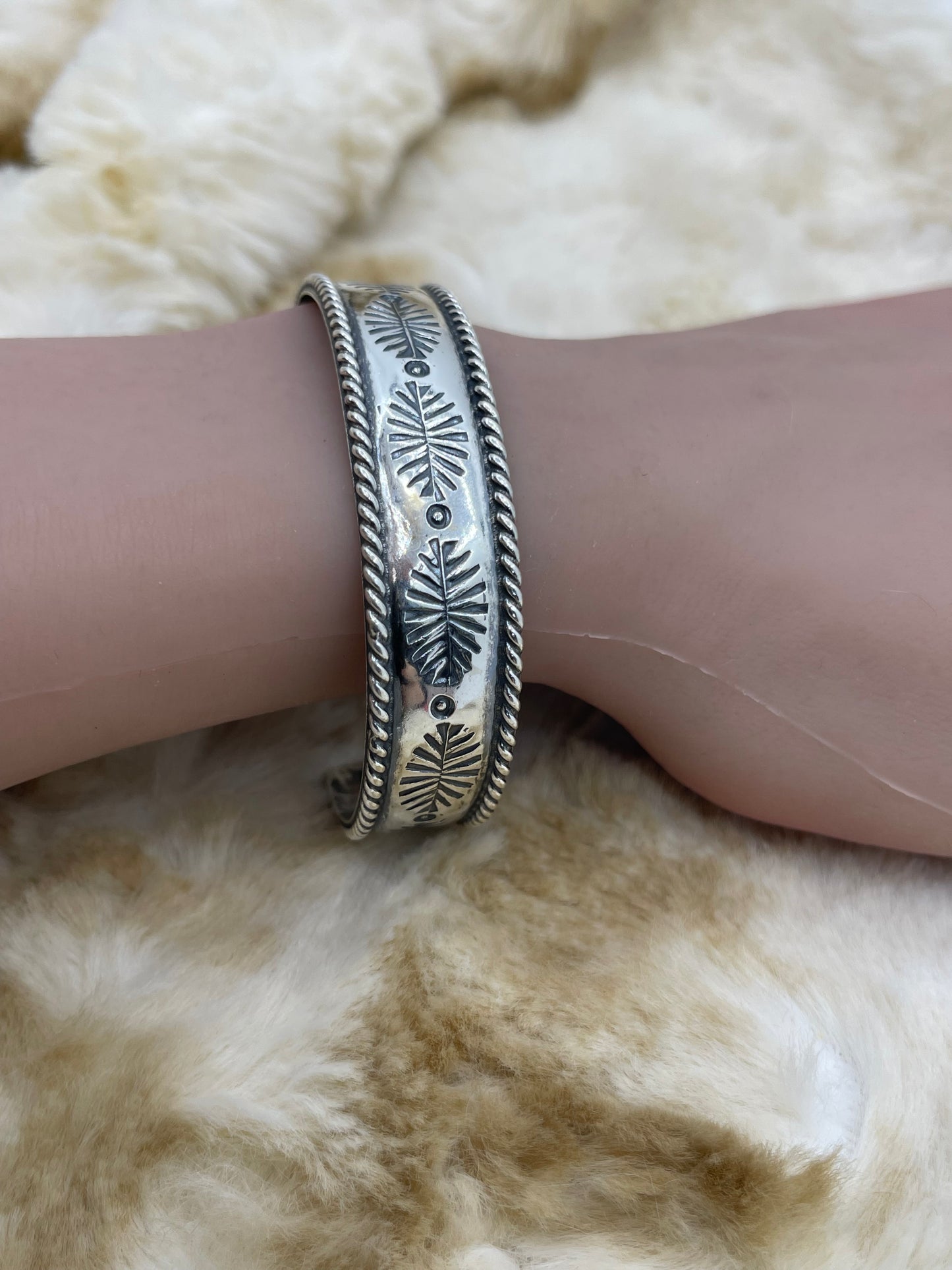 6.75" - 8" Stamped Silver Cuff by James Bahe, Navajo