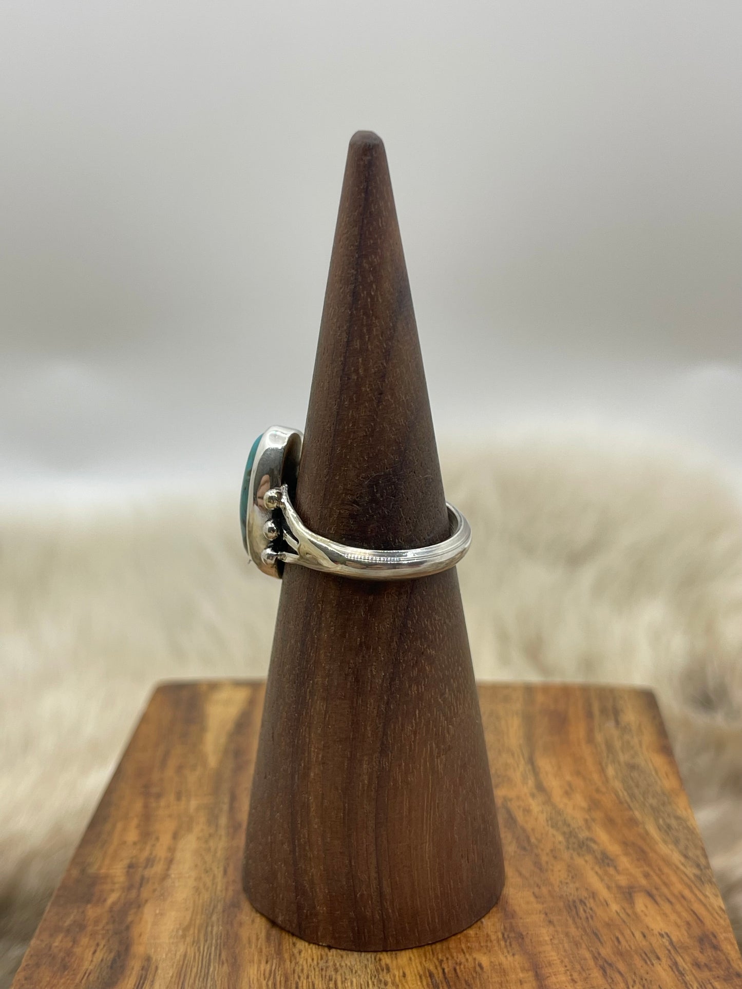 6.0 Oval Turquoise Ring By Jerryson Henio, Navajo