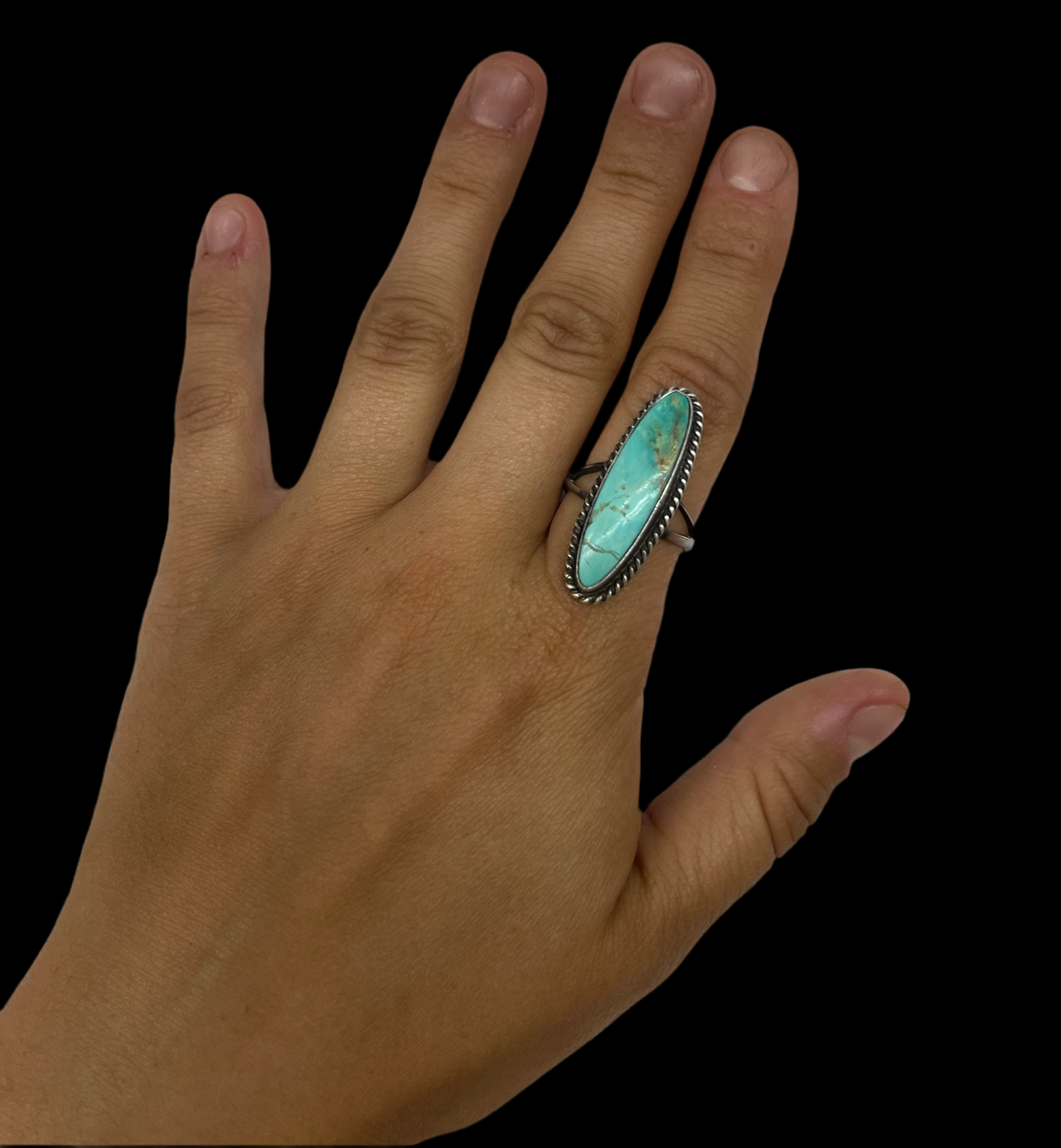 Kingman Turquoise Ring by Donovan Skeets, Navajo