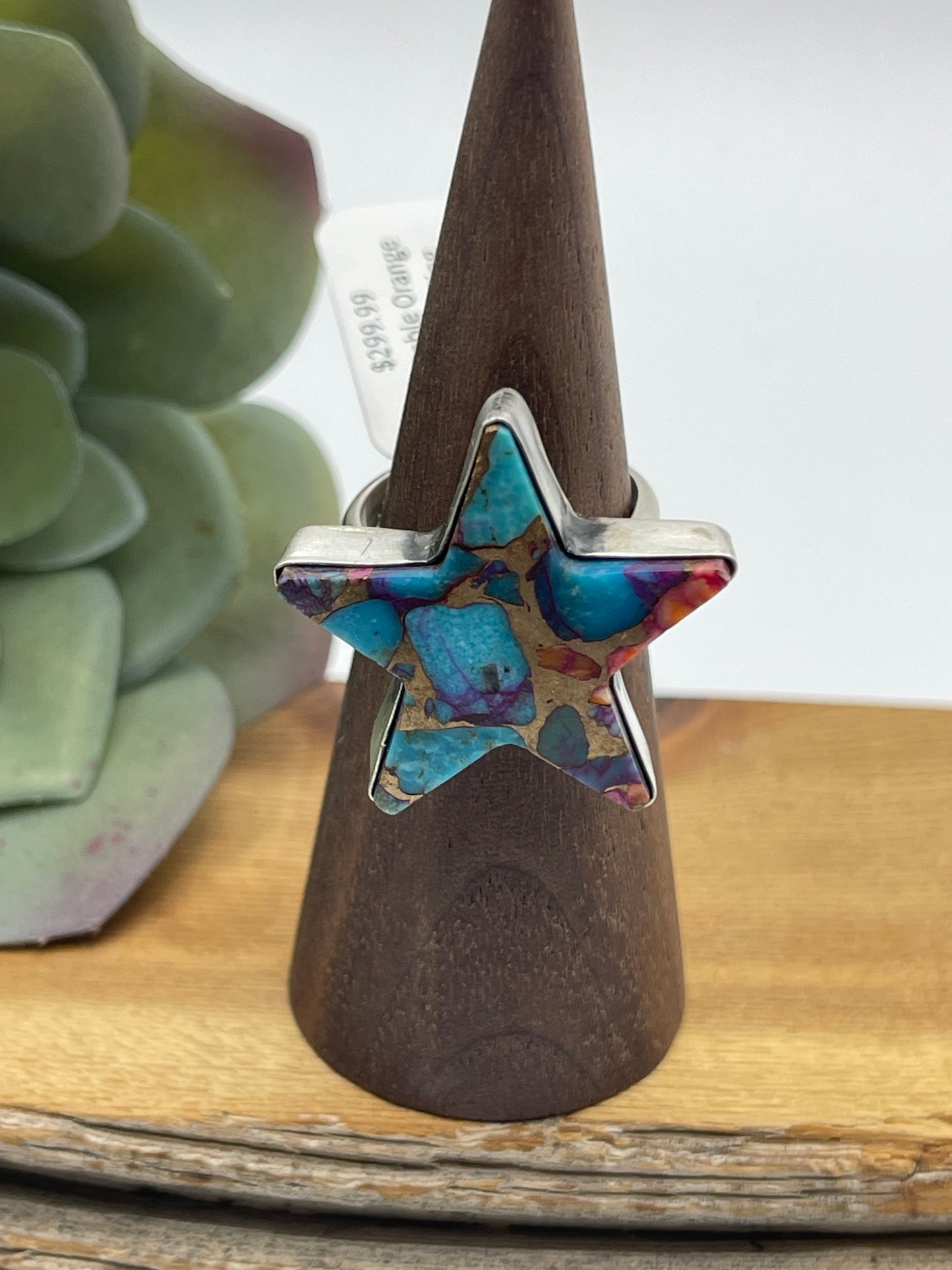 Adjustable Orange Crush Star Ring by Donovan Skeets, Navajo