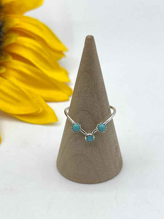 4.0 3 Stone Turquoise Ring by Dorothy Yazzie, Navajo