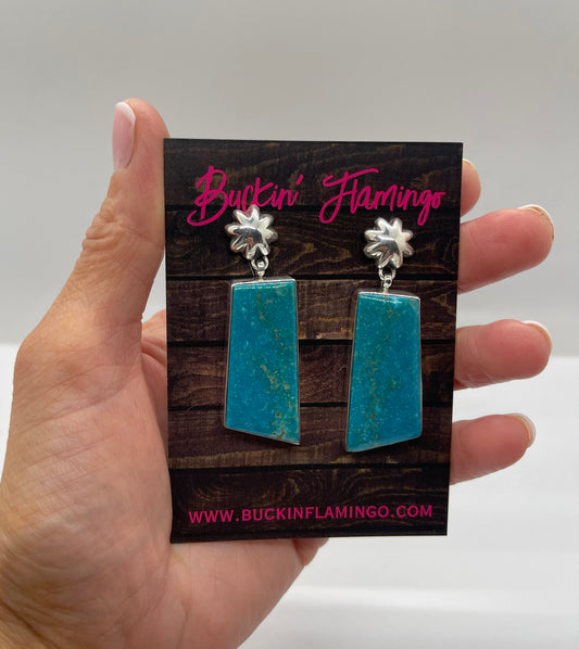 Red Skin Turquoise Post Dangle earrings by Steve Francisco, Navajo
