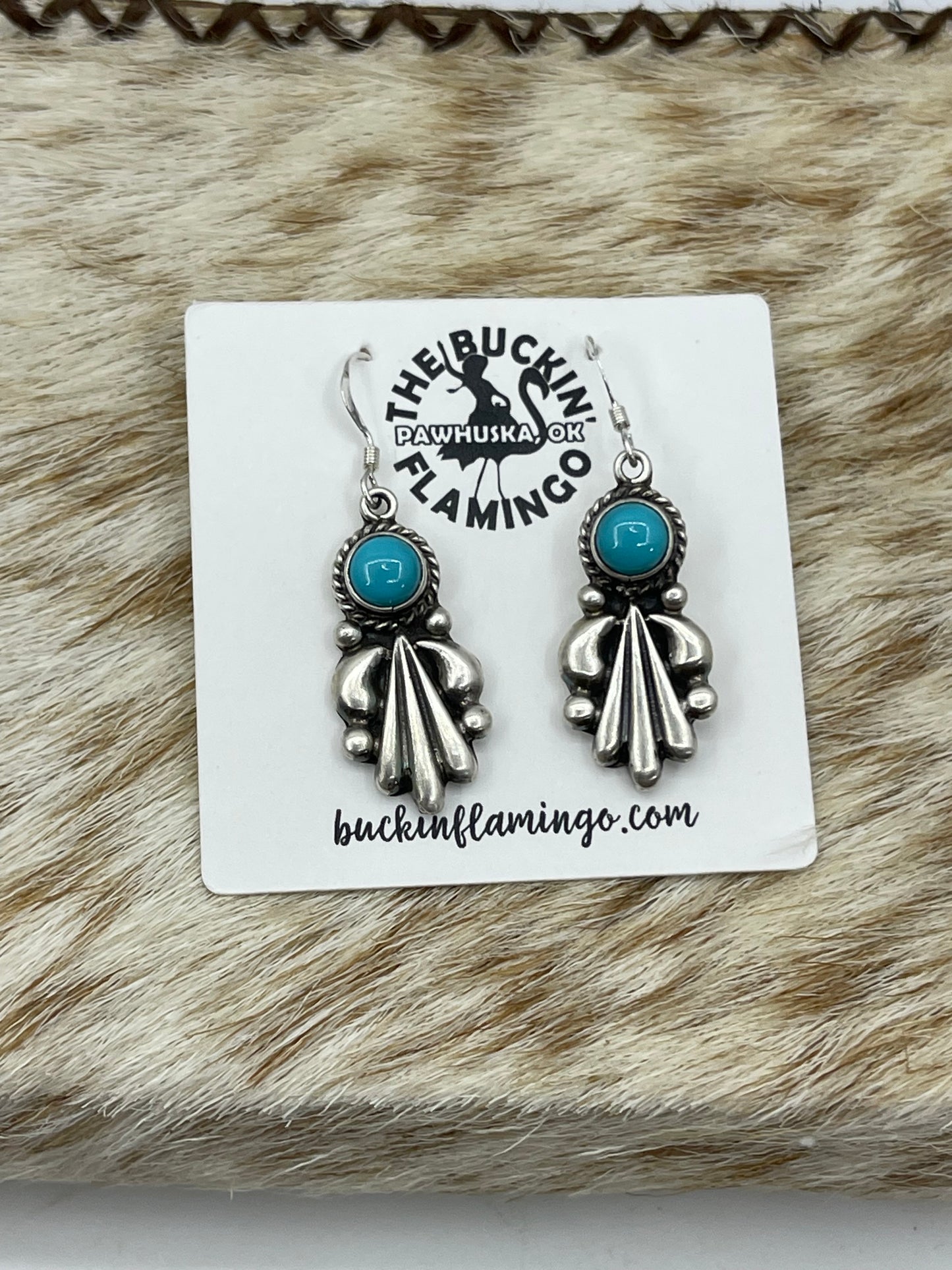 Turquoise Dangle Earrings by Verley Betone, Navajo