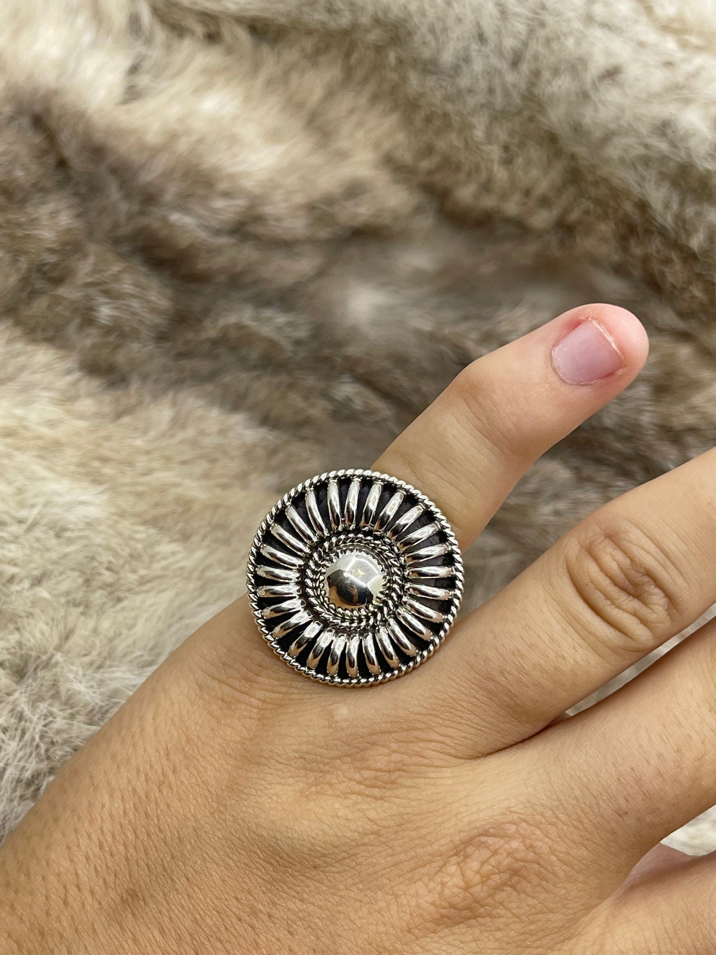 6.0 Ribbed Melon Style Ring by Thomas Charley, Navajo