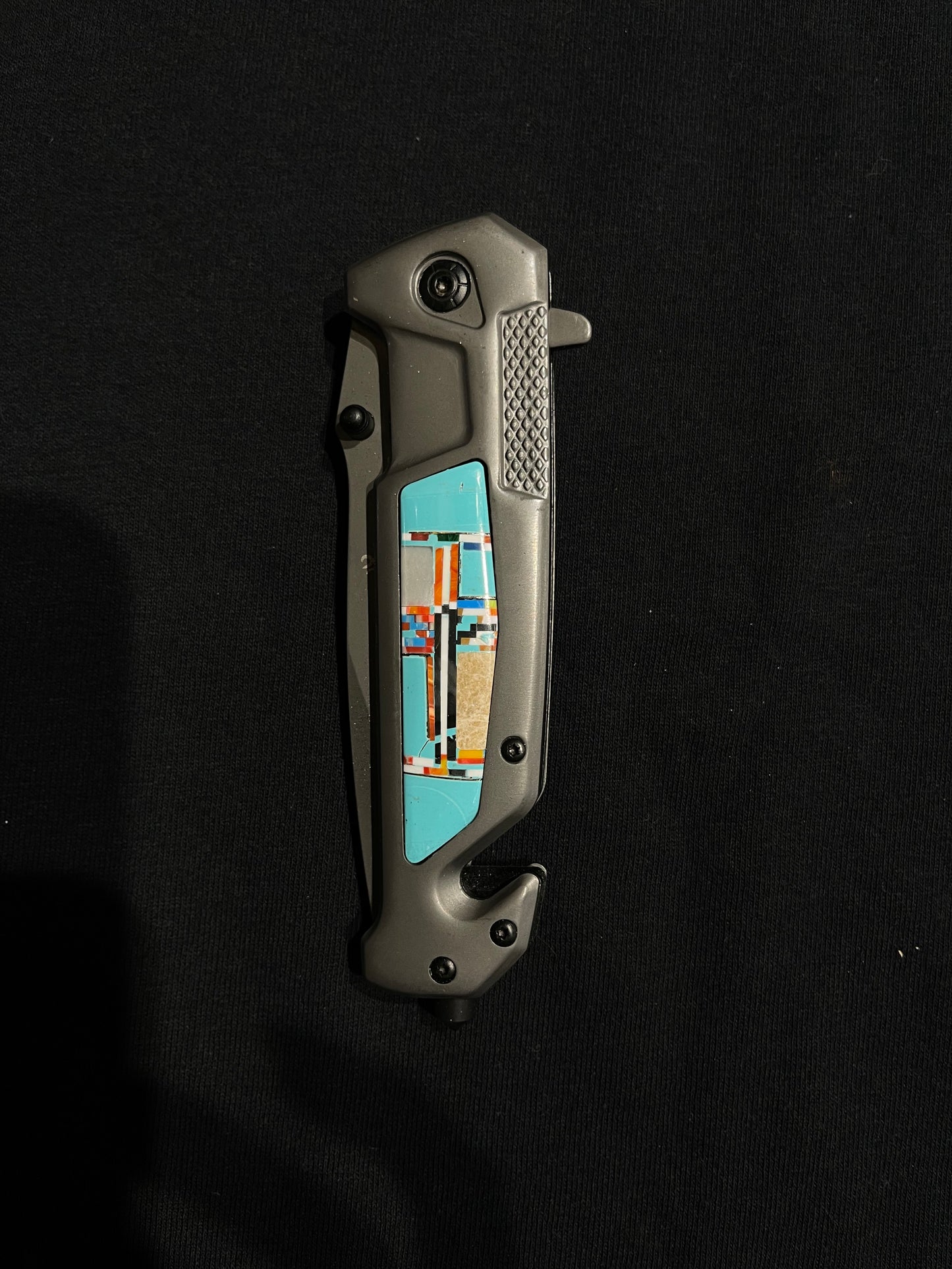 Multi Stone Inlay Turquoise Pocket Knife