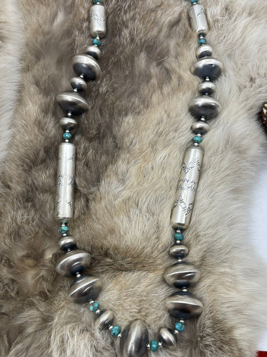 32" 24mm Handmade Set Navajo Pearls by Sharon Cooley, Navajo