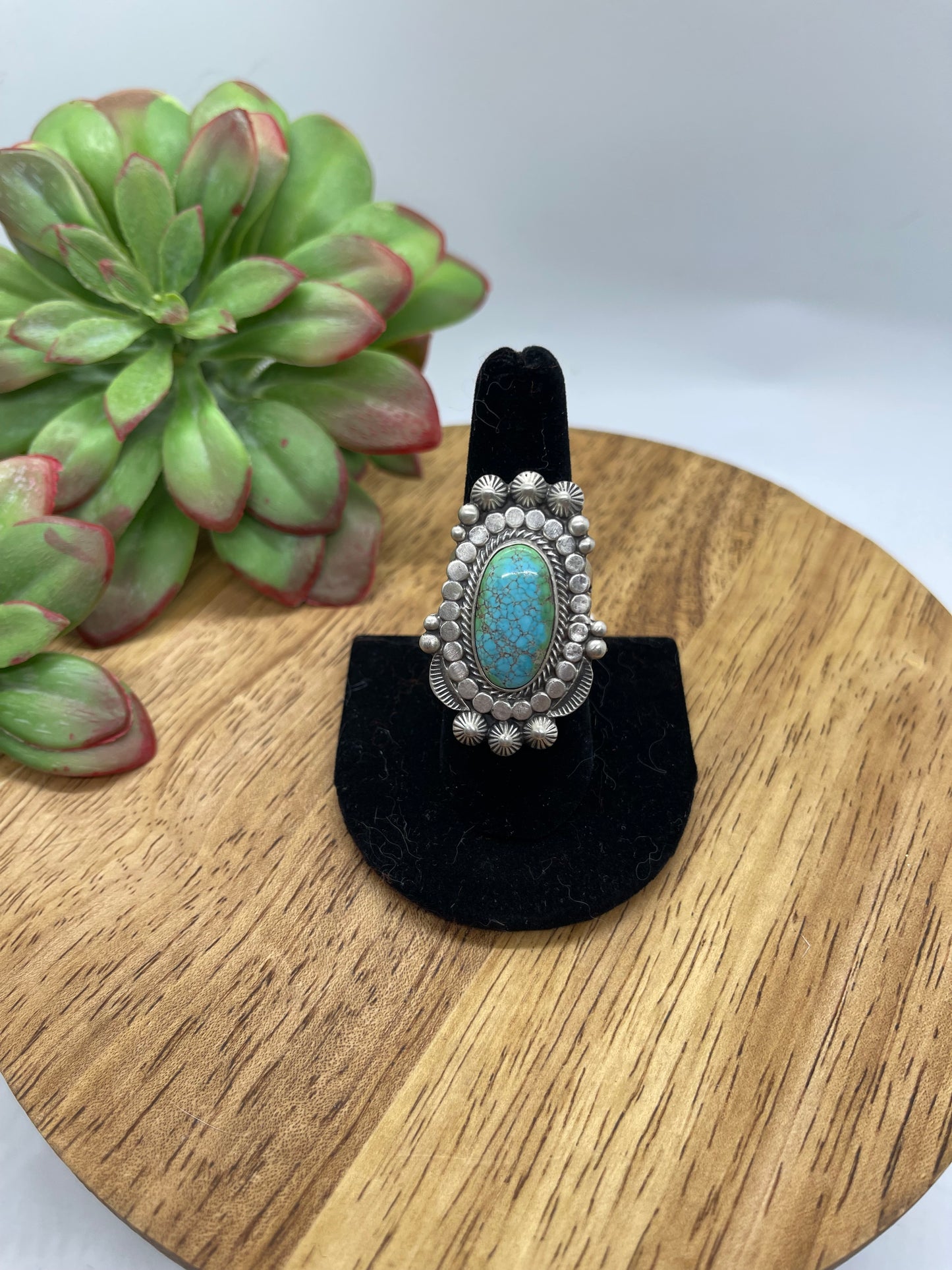 8.5 Sonoran Gold Turquoise Oval Ring by Tom Lewis, Navajo