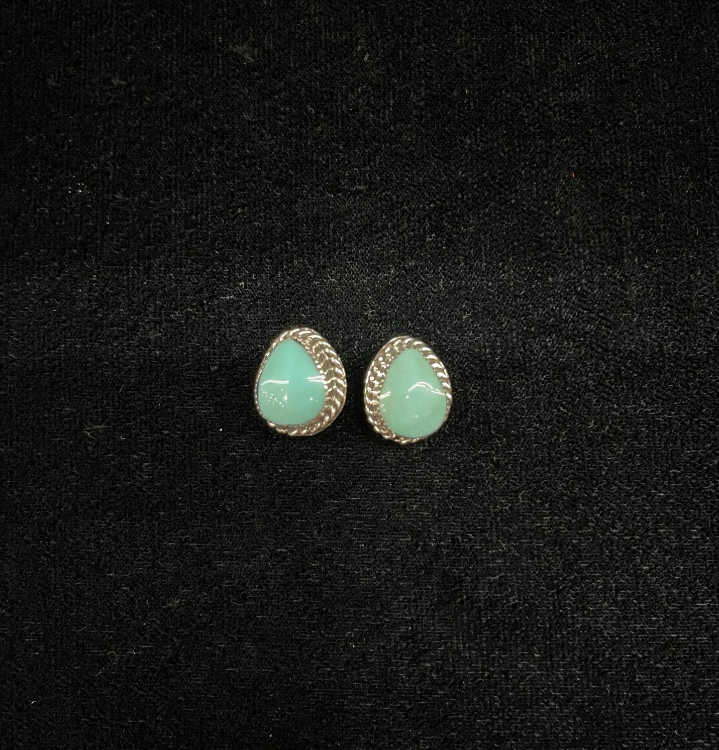 Turquoise Tear Drop Post Earrings by Ryntanna Yazzie, Navajo