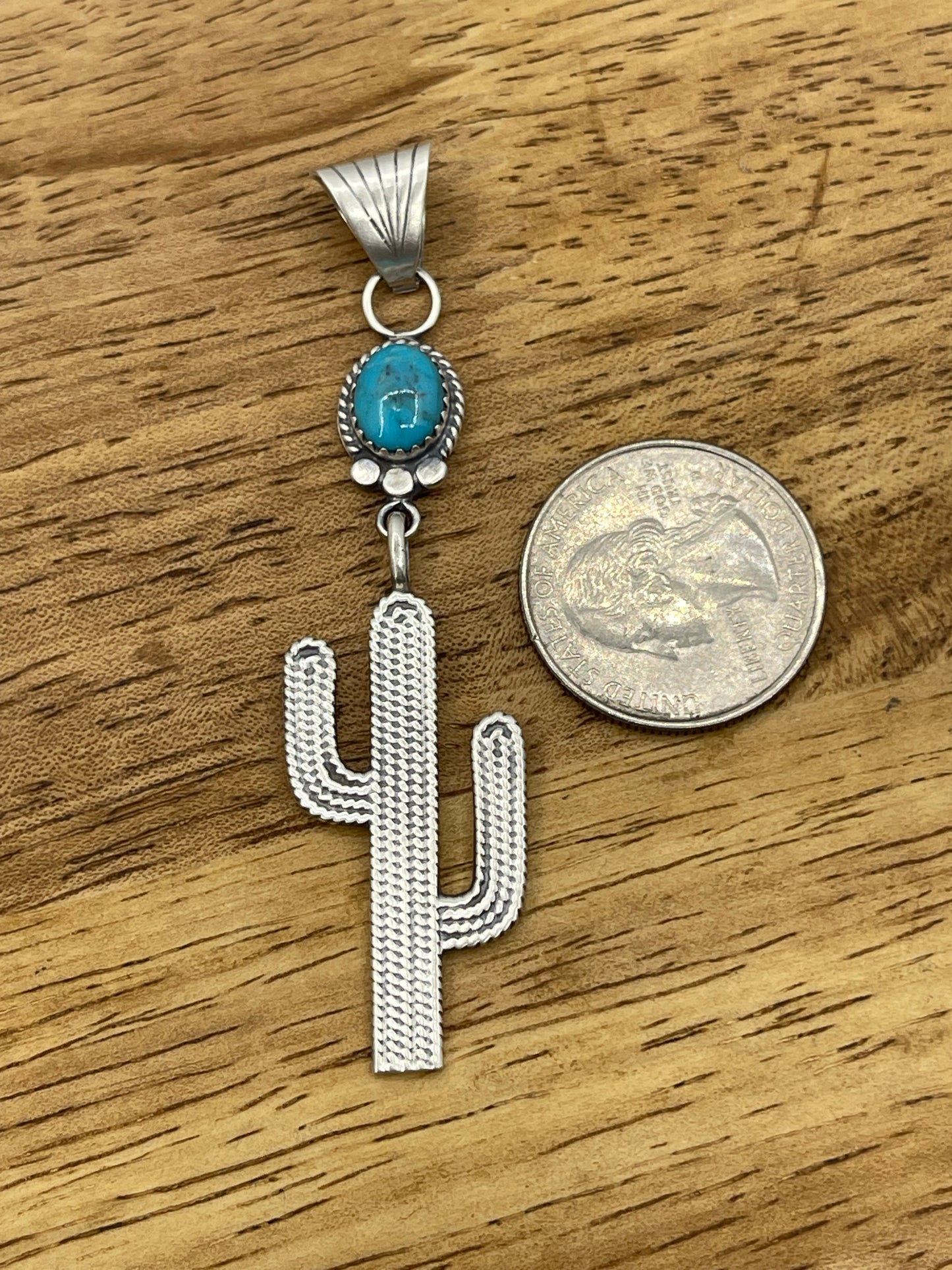 Turquoise Cactus Pendant with a 4.4mm Bale by Sharon McCarthy, Navajo