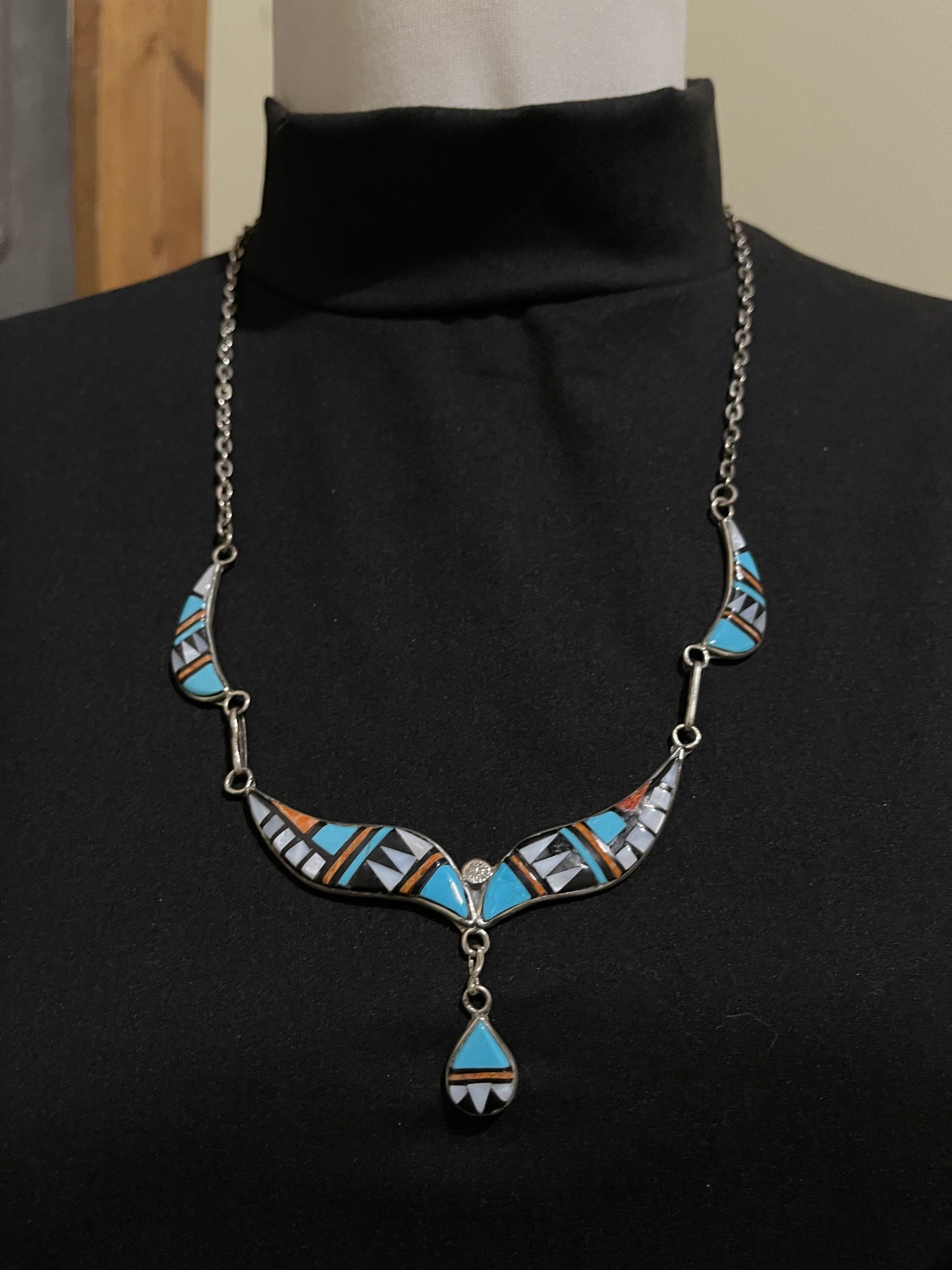 20" 2 Piece Zuni Inlay Necklace and Earrings