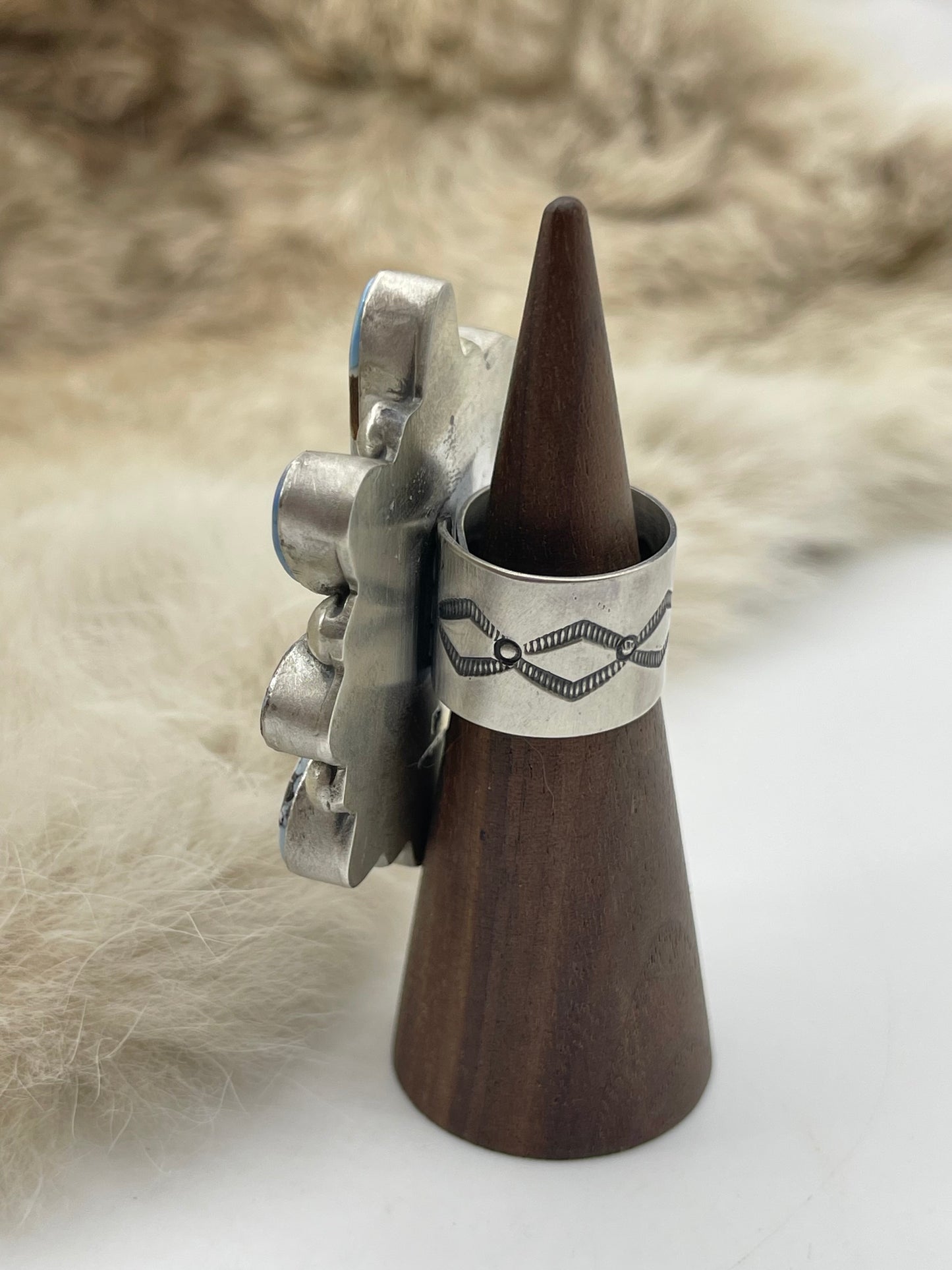 Adjustable (6.0-11.0) Golden Hills Cluster Ring by Thompson Piaso, Navajo