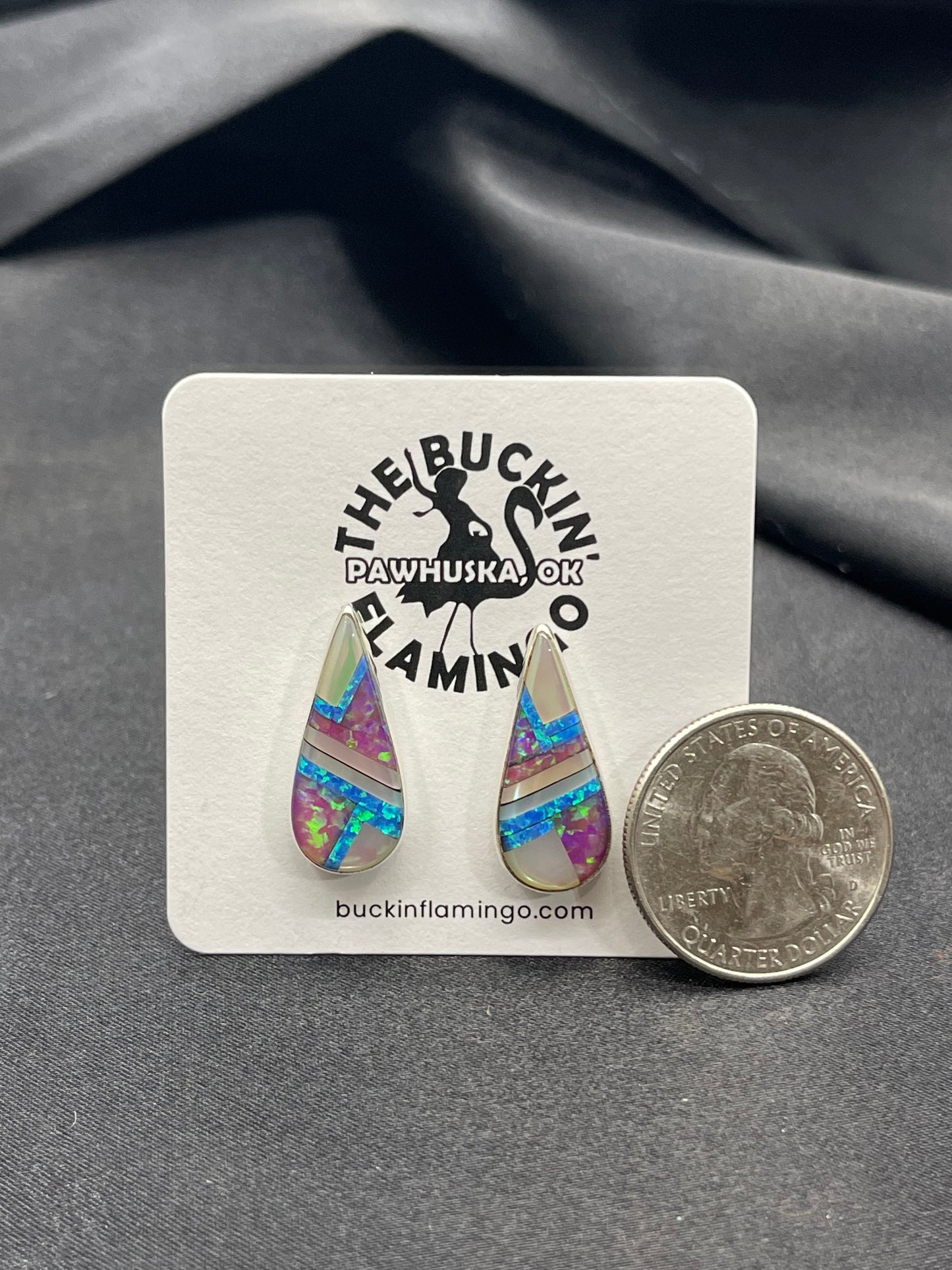 Opal & Multi-Stone Inlay Teardrop Earrings