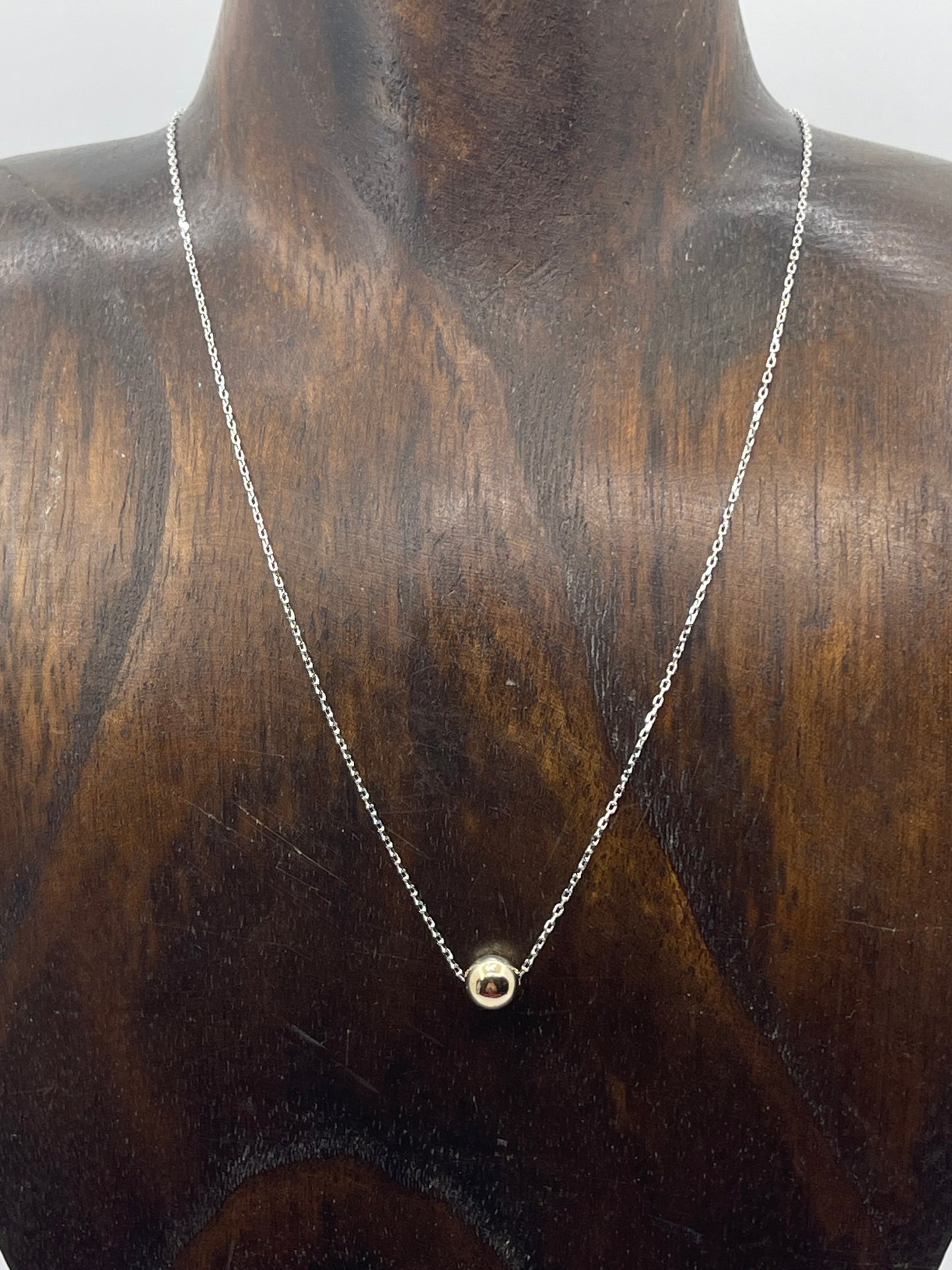 16"+3" Silver Chain with a 7mm 14k Gold Filled Beaded Necklace
