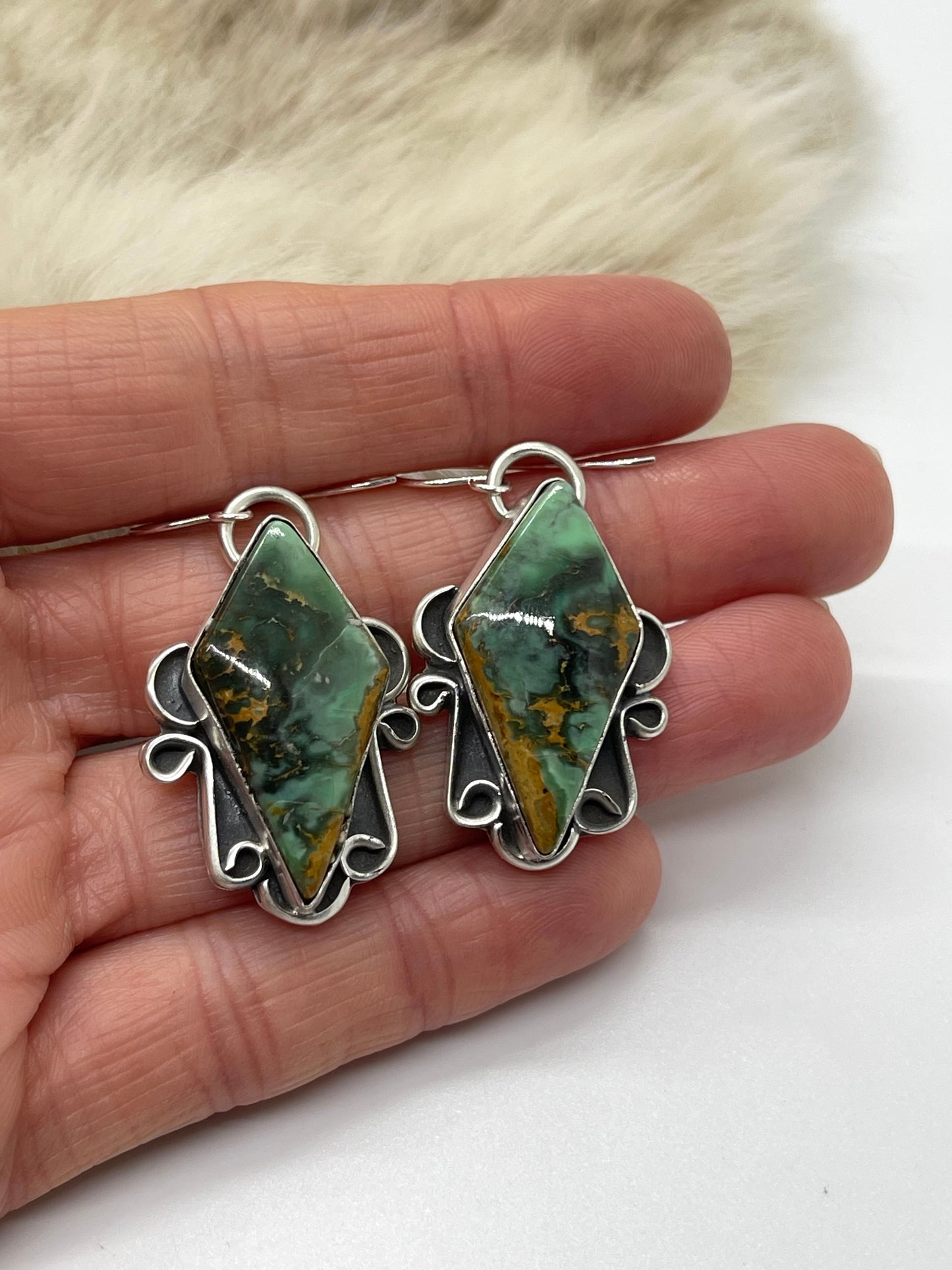 Royston Turquoise Diamond Shaped Dangle Earrings