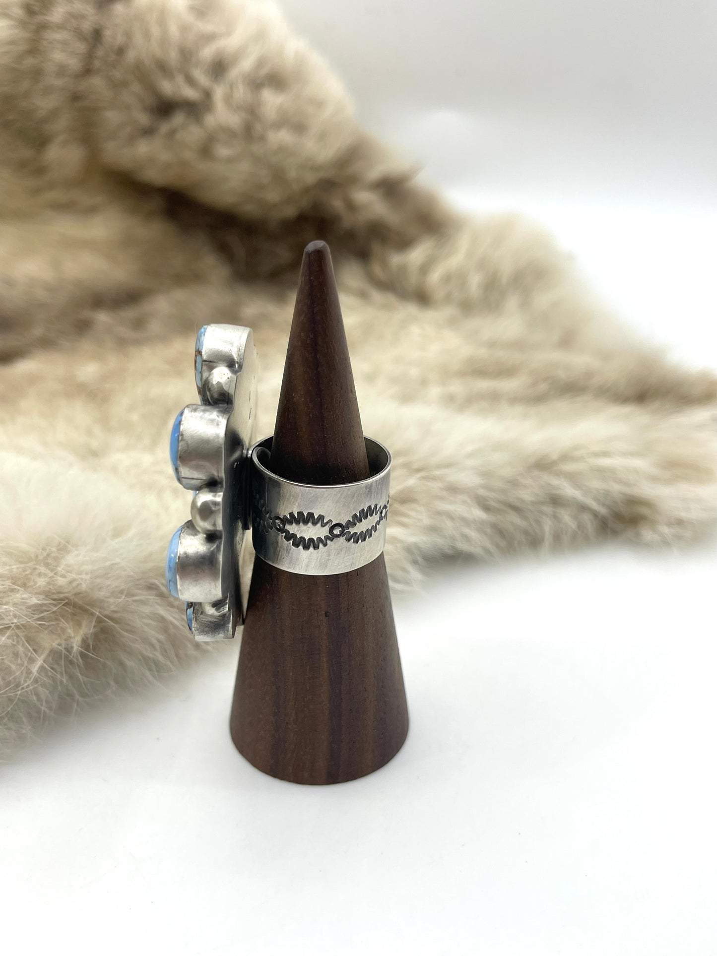 Adjustable (6.0-11.0) Golden Hills Cluster Ring by Thompson Piaso, Navajo